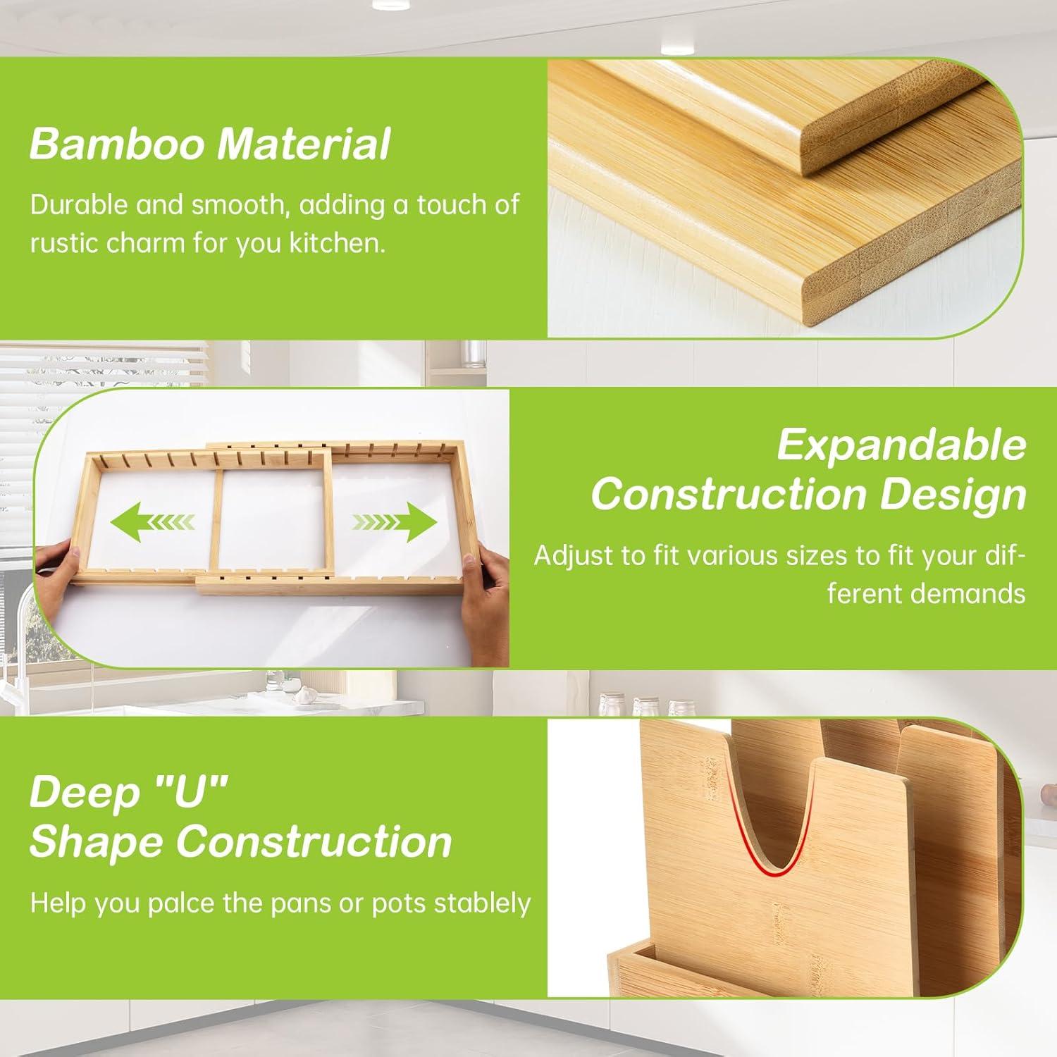 Organizador de Ollas y Sartenes ITDYB de Bambú Expandible