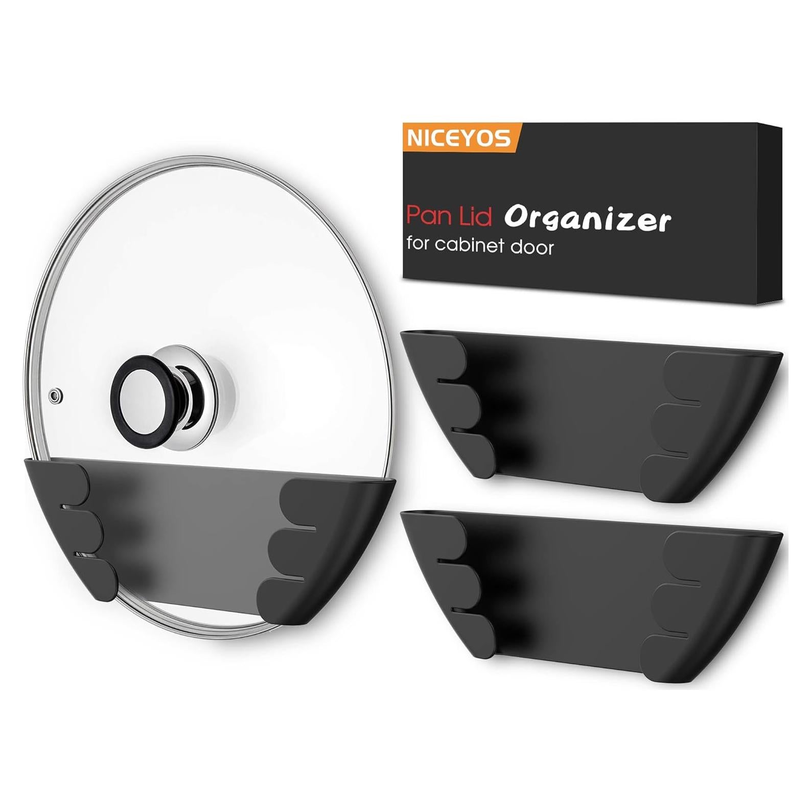 Organizador de Tapas de Olla Niceyos - Paquete de 3, Negro, Universal