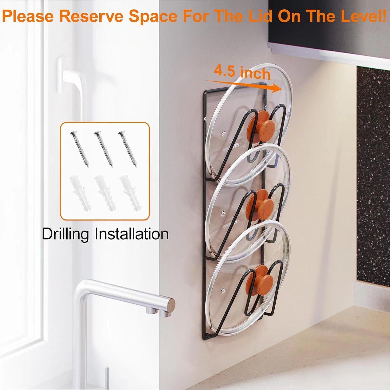 Organizador de Tapas de Olla Durmmur 2 Paquetes 6 Niveles Negro