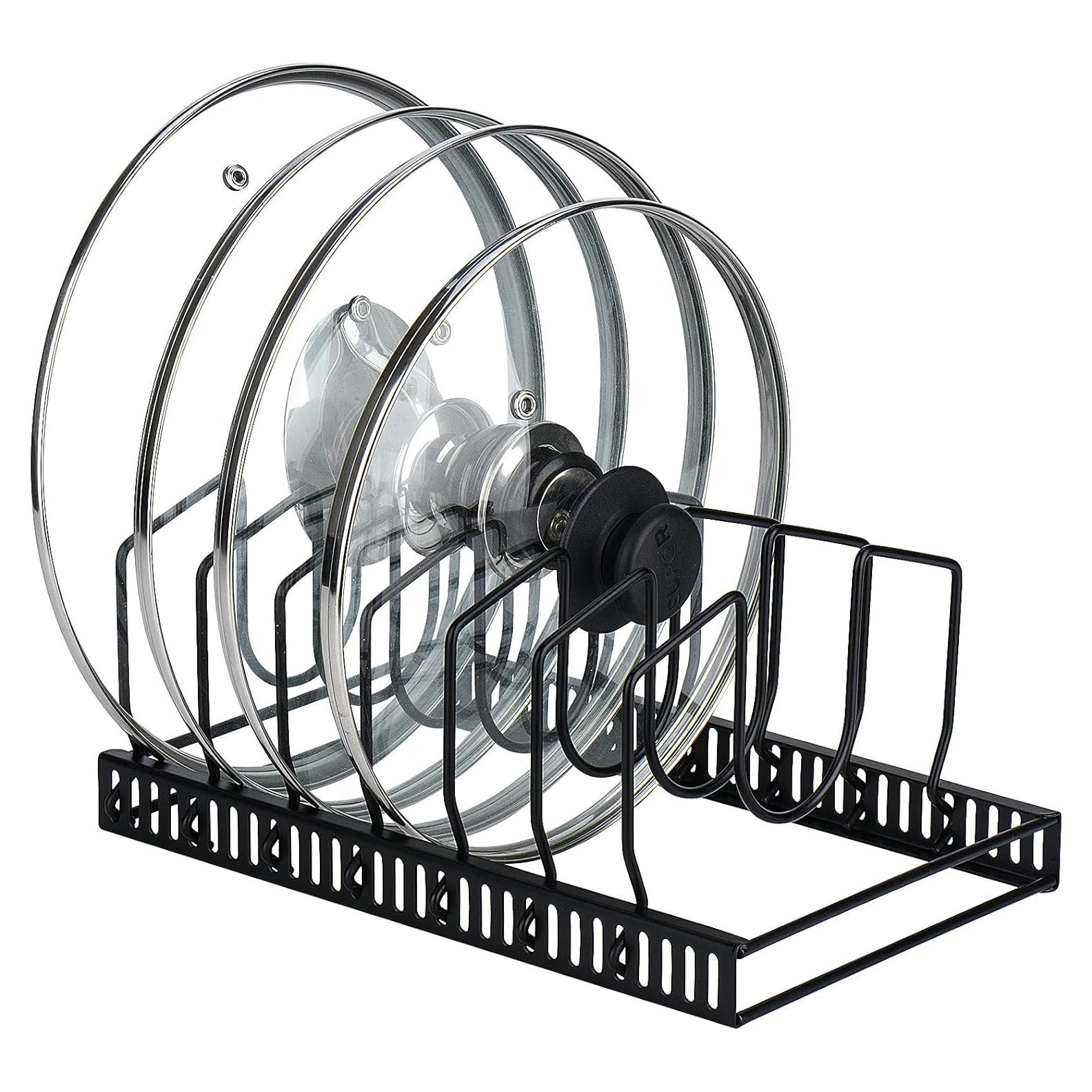 Organizador de Tapas de Olla Toplife Ajustable 7 Compartimentos Negro