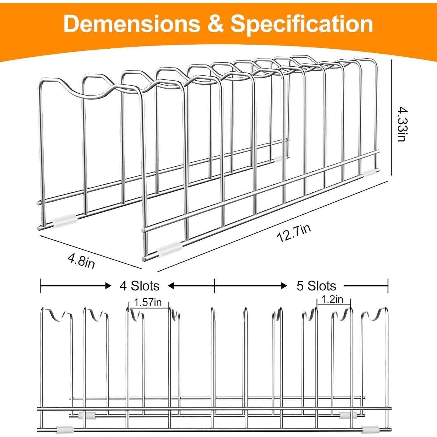 Organizador de Tapas FLSEPAMB 10 Niveles Acero Inoxidable