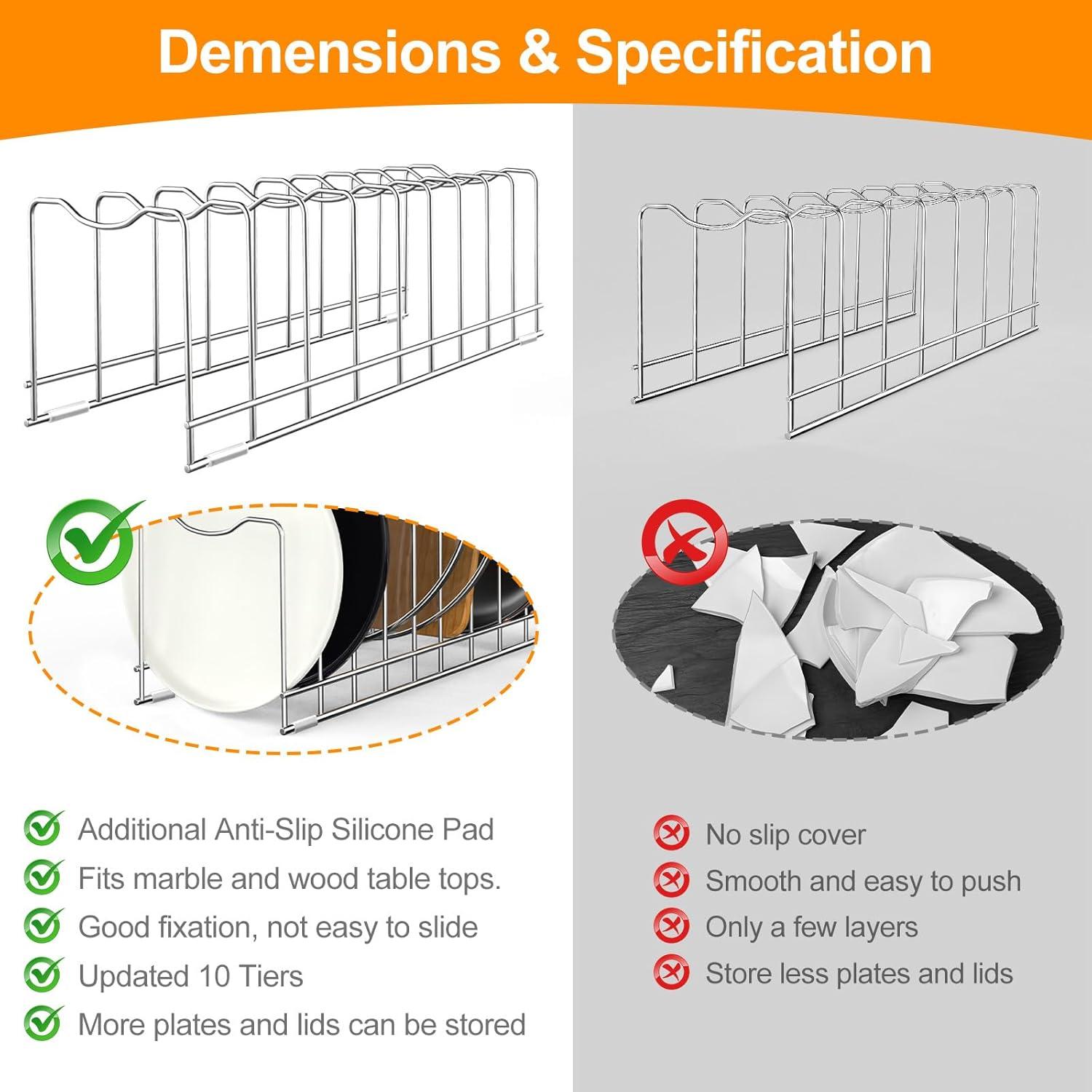 Organizador de Tapas FLSEPAMB 10 Niveles Acero Inoxidable