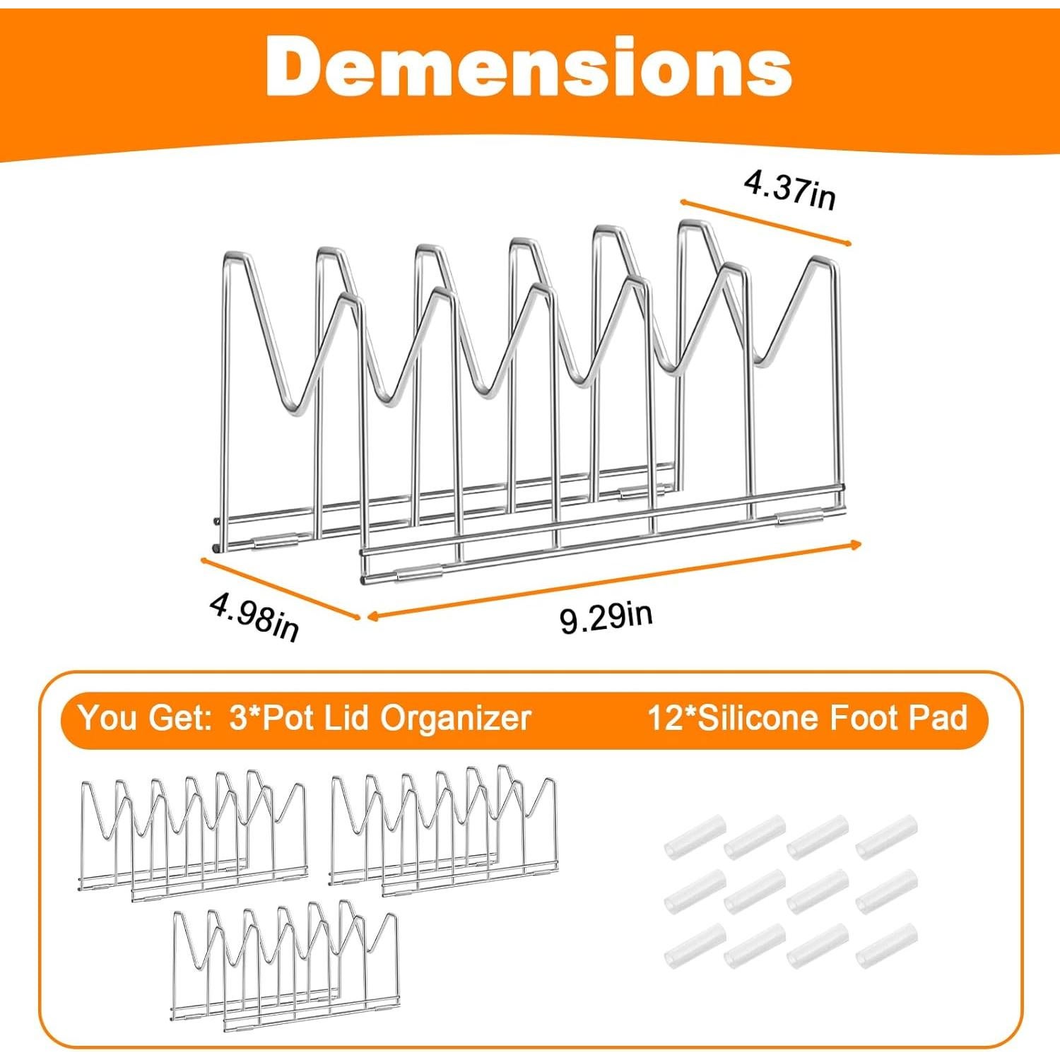 Organizador de Tapa de Olla Durmmur 3 Pack Acero Inoxidable
