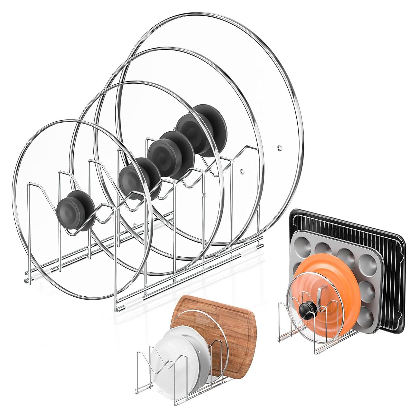 Organizador de Tapa de Olla HzTinT Acero Inoxidable 3 Paquetes