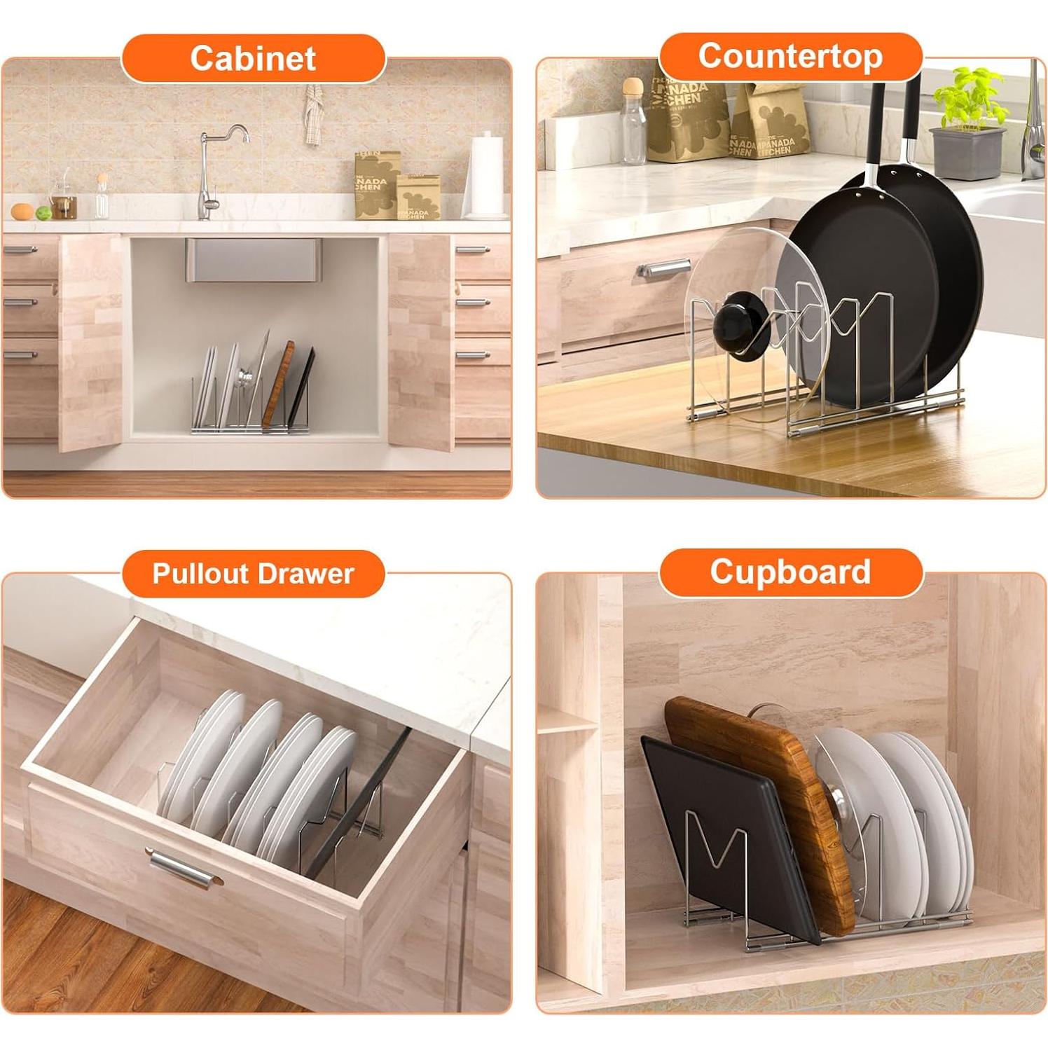 Organizador de Tapa de Olla HzTinT Acero Inoxidable 3 Paquetes