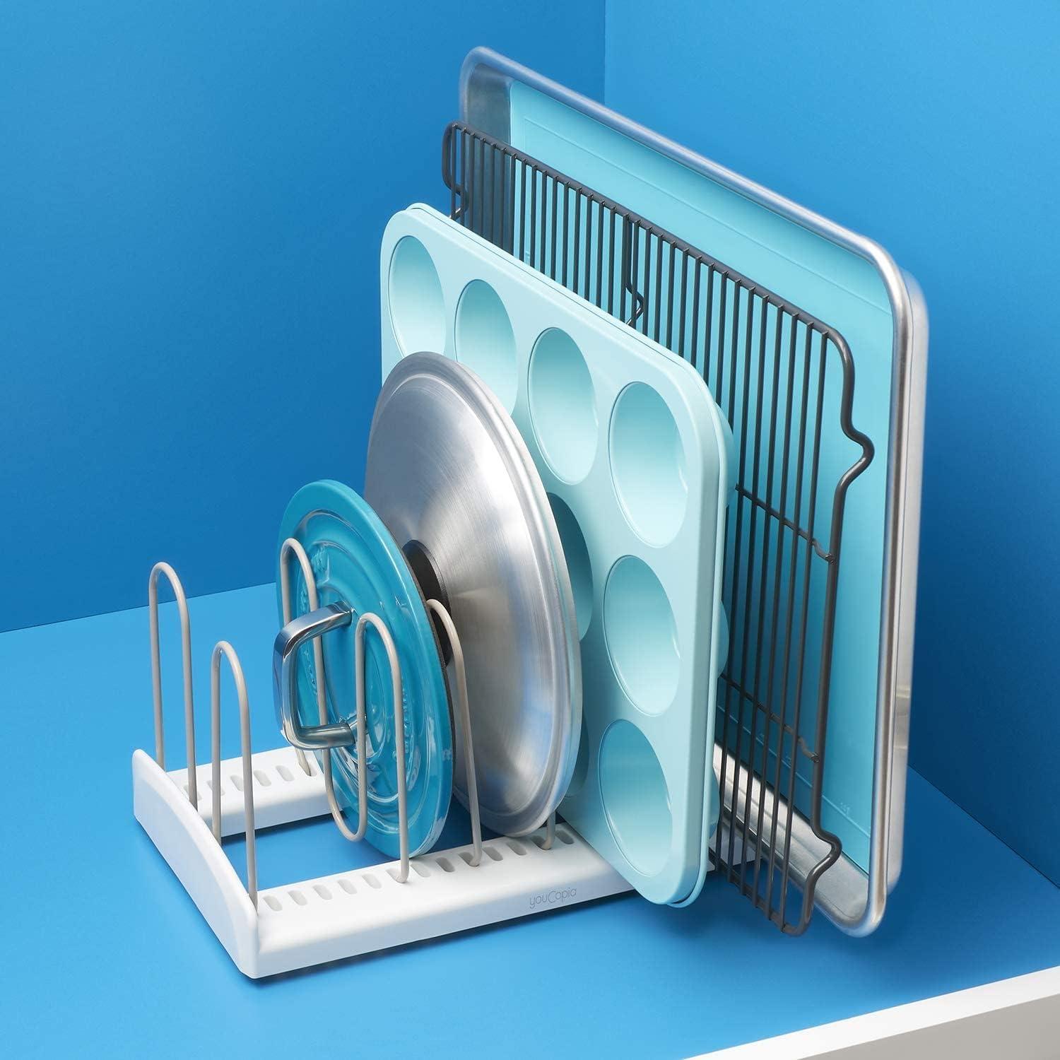 Estante Ajustable YouCopia para Sartenes y Tapas Blanco