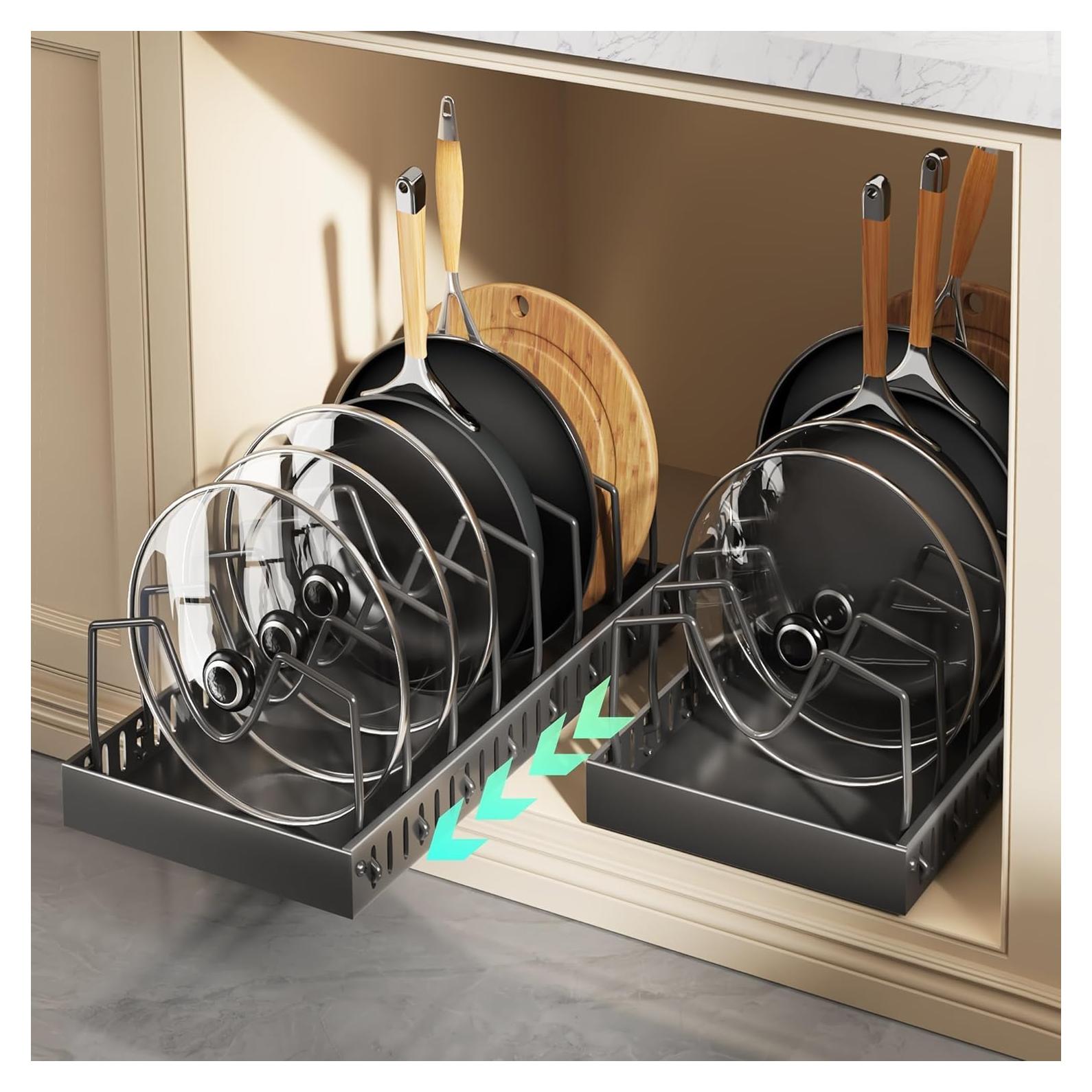 Organizador de Ollas y Sartenes Lozovin 2 Paquetes 8 Divisores Negro