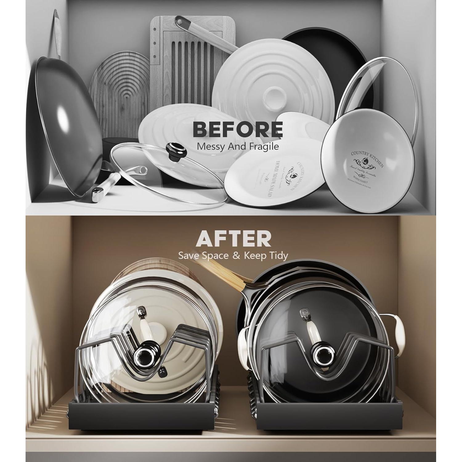 Organizador de Ollas y Sartenes Lozovin 2 Paquetes 8 Divisores Negro