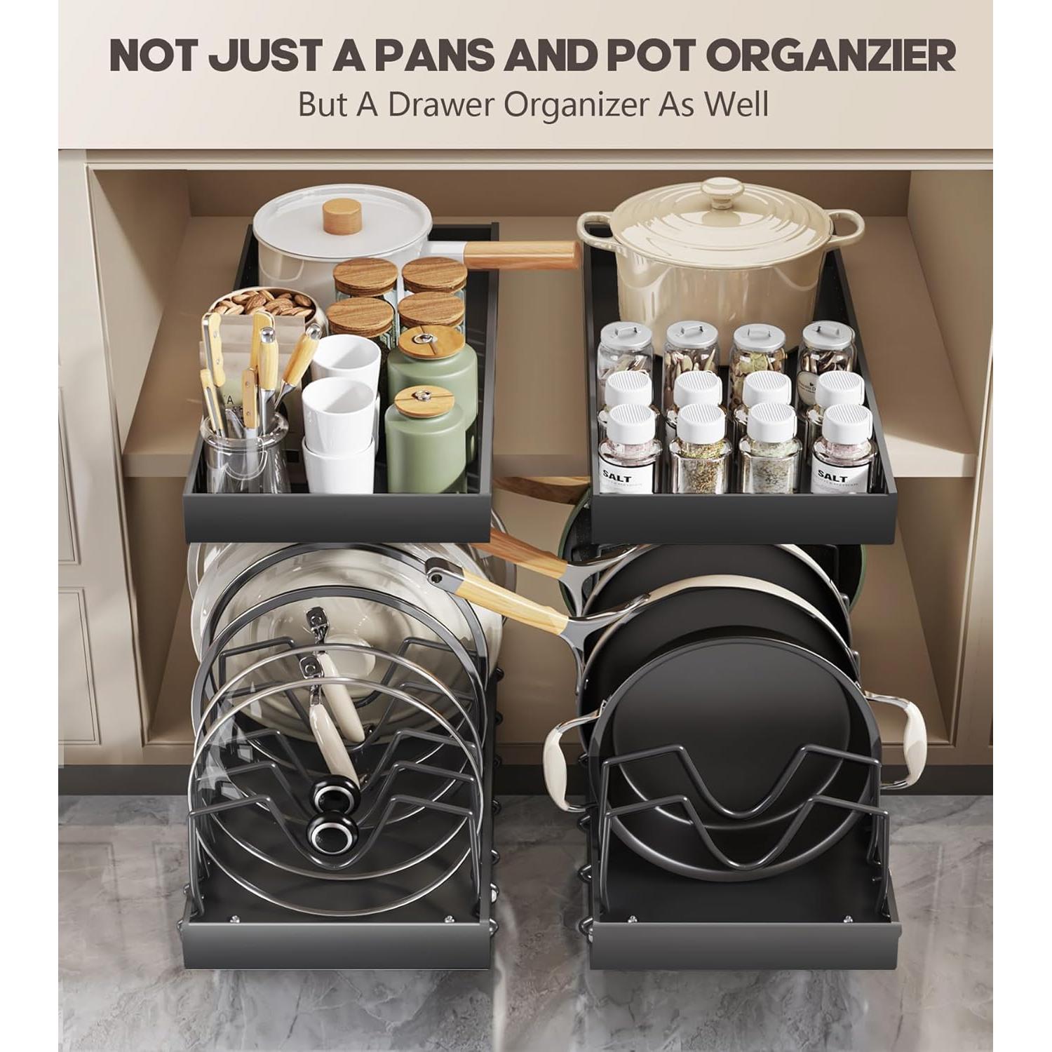 Organizador de Ollas y Sartenes Lozovin 2 Paquetes 8 Divisores Negro