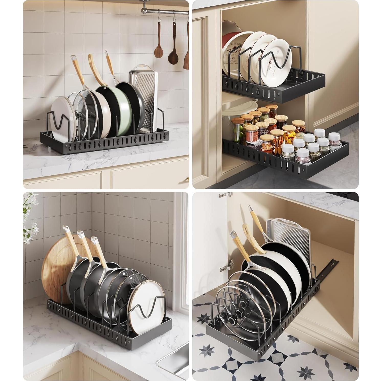 Organizador de Ollas y Sartenes Lozovin 2 Paquetes 8 Divisores Negro