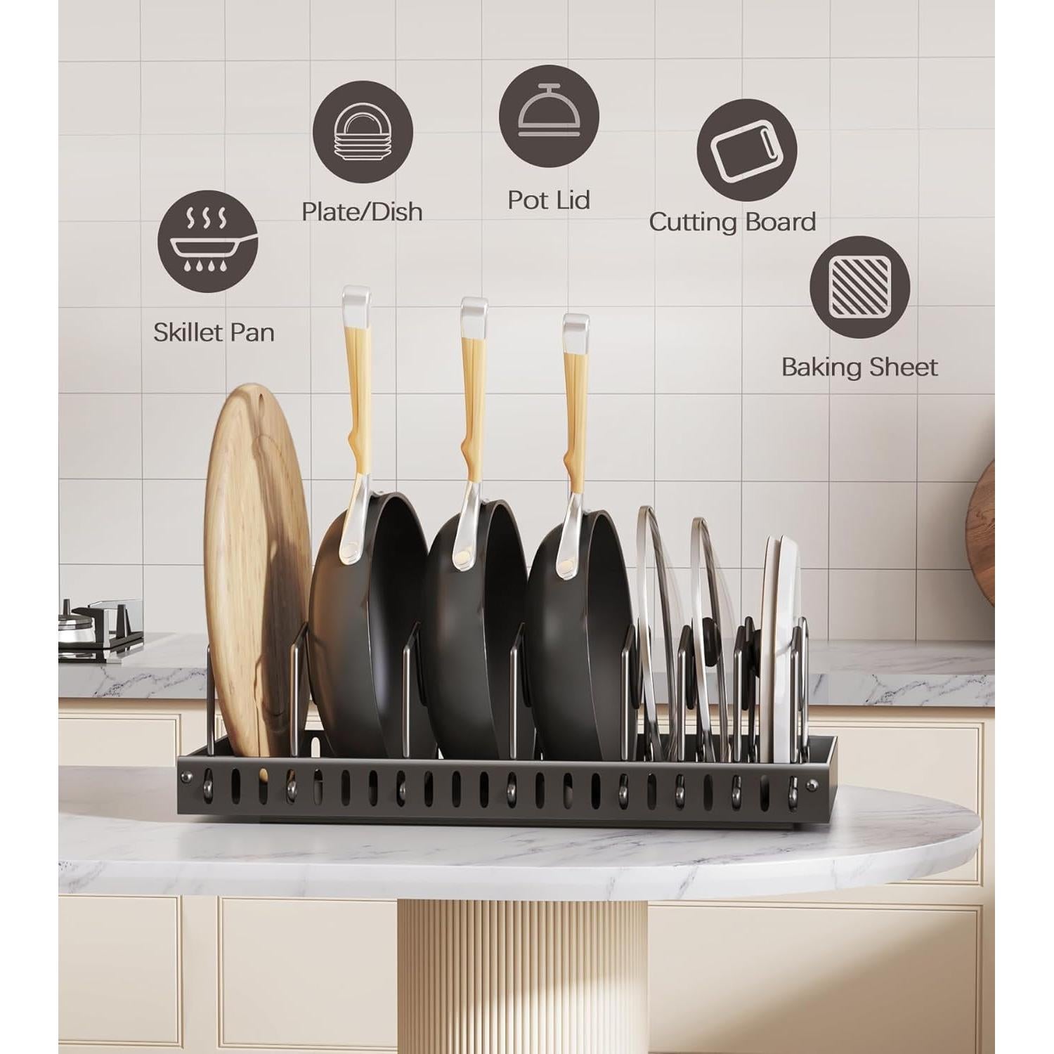 Organizador de Ollas y Sartenes Lozovin 2 Paquetes 8 Divisores Negro