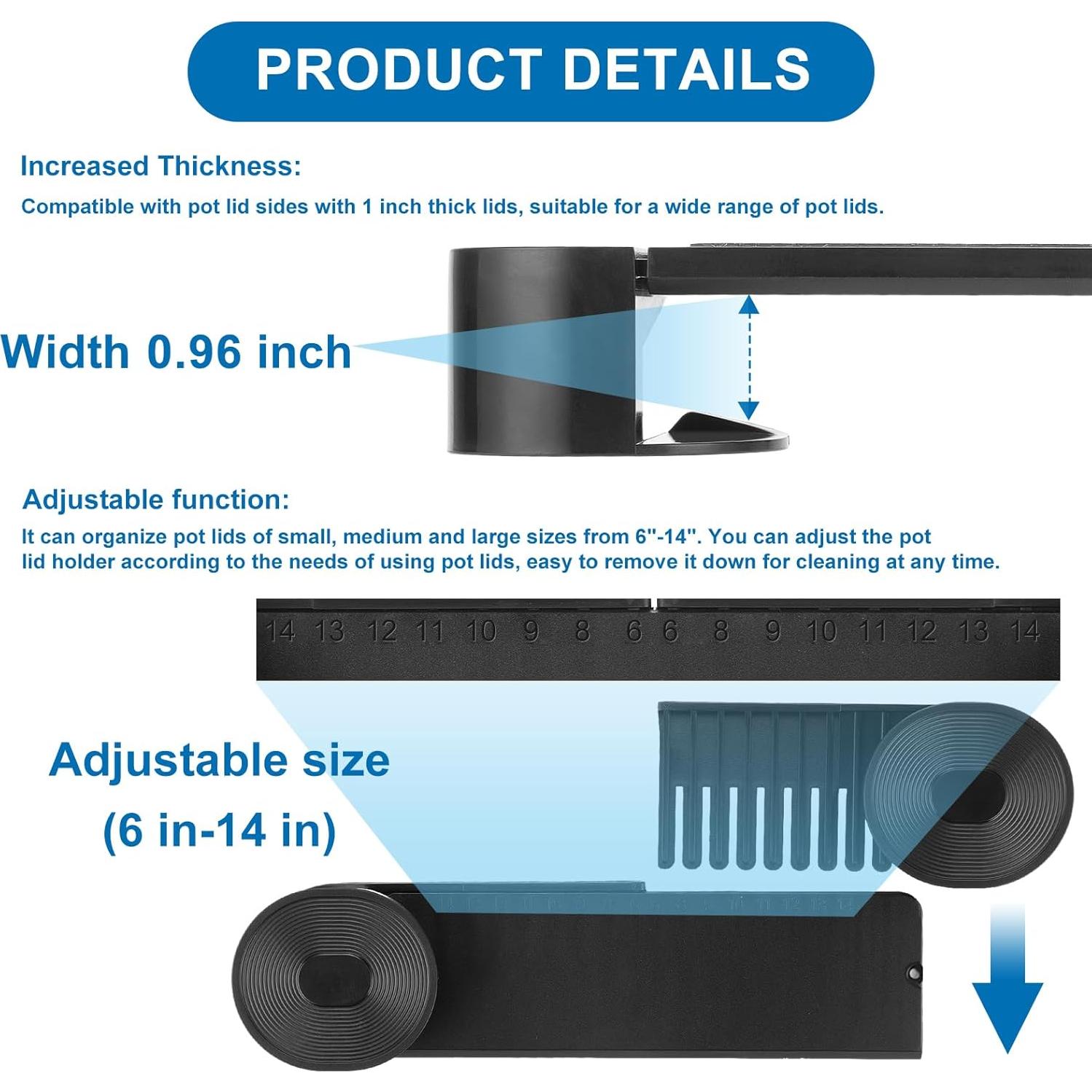 Soporte Ajustable para Tapas de Olla YONGAIJIA Negro 4 Piezas