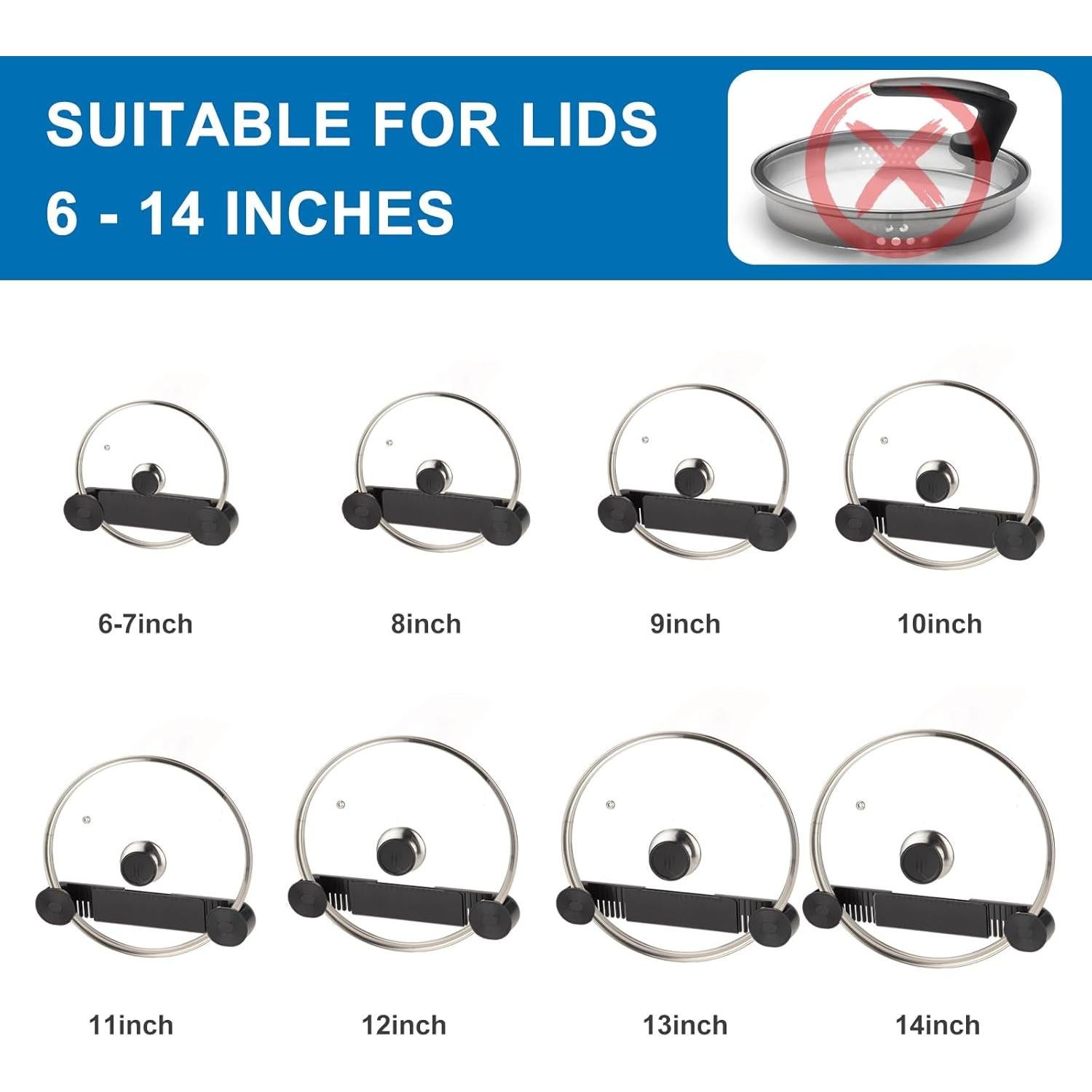 Soporte Ajustable para Tapas de Olla YONGAIJIA Negro 4 Piezas