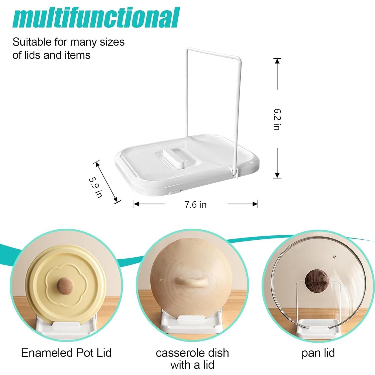 Soporte Plegable para Tapas de Olla Genérico - Antideslizante, 21.8x15.7cm