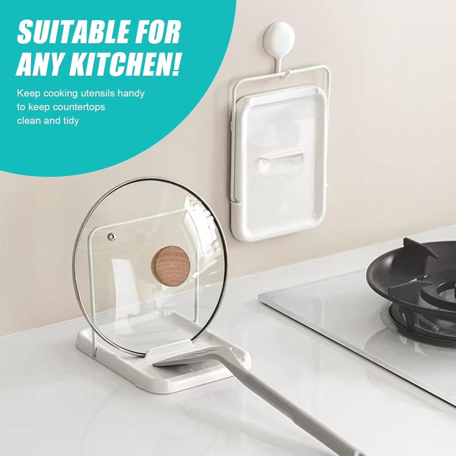 Soporte Plegable para Tapas de Olla Genérico - Antideslizante, 21.8x15.7cm