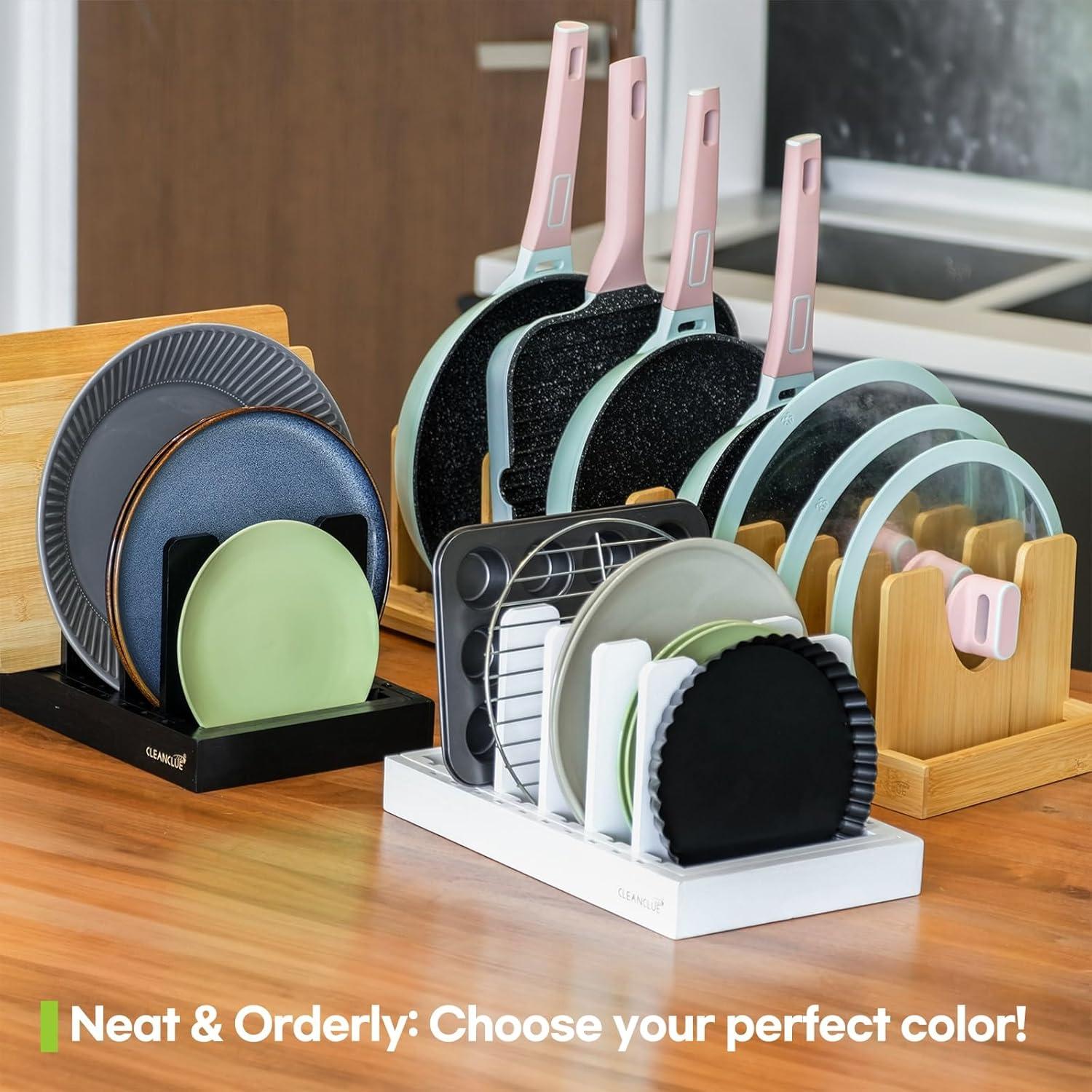Organizador de Ollas y Sartenes Cleanclue Expandible de Bambú