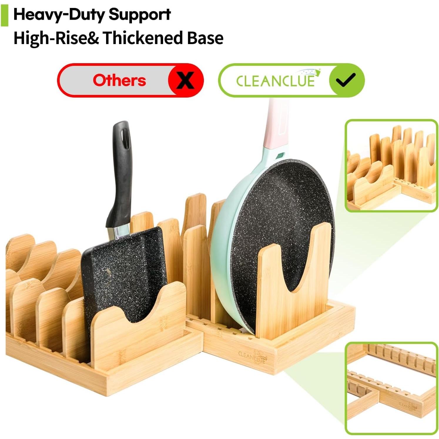 Organizador de Ollas y Sartenes Cleanclue Expandible de Bambú