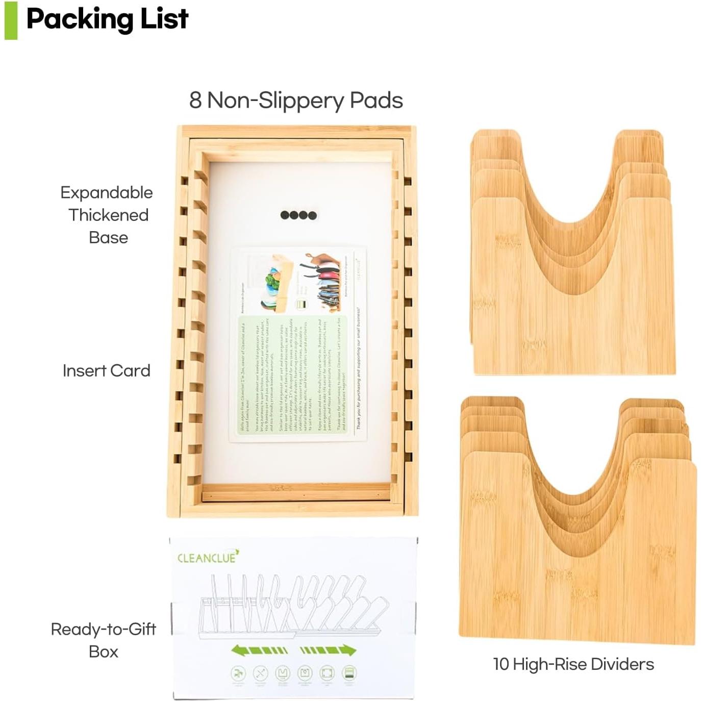 Organizador de Ollas y Sartenes Cleanclue Expandible de Bambú