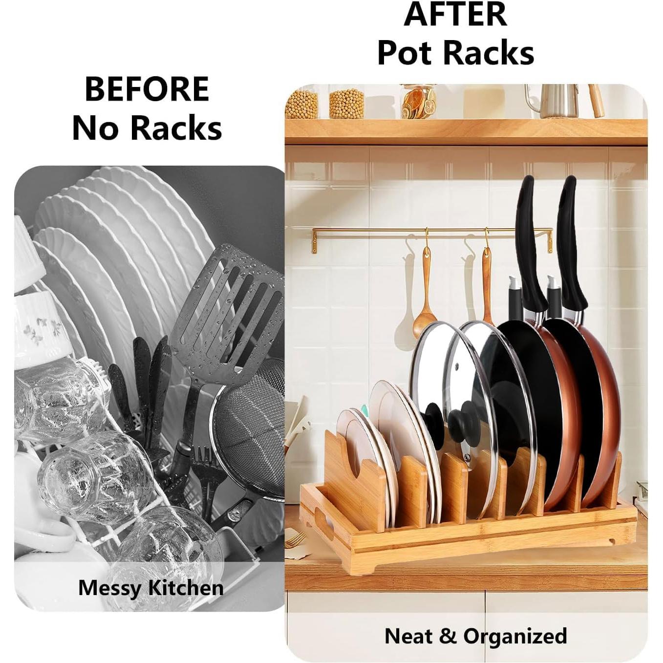 Organizador de Tapas de Ollas ESEHGS de Bambú 39x20x12 cm