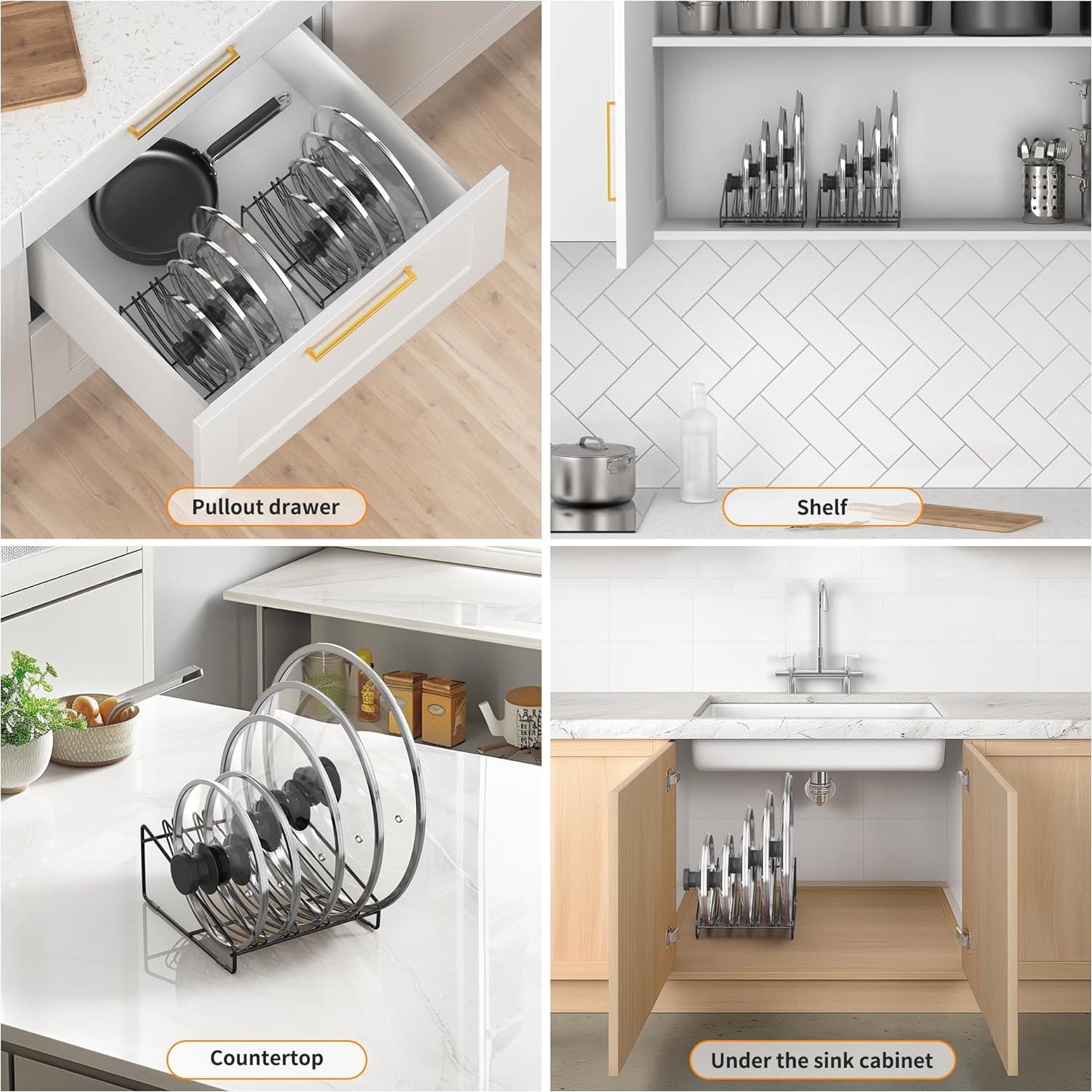 Organizador de Tapas de Olla KORRTFID con Acceso Lateral