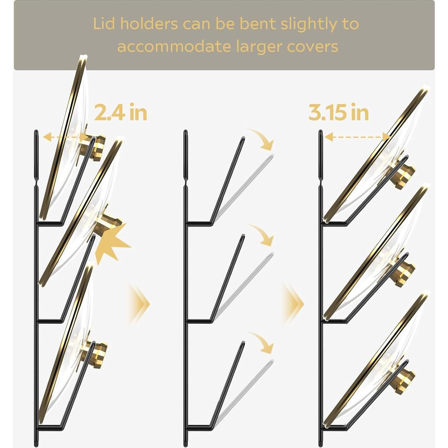 Organizador de Tapas de Olla Jusgem 2 Pack Negro 6 Niveles