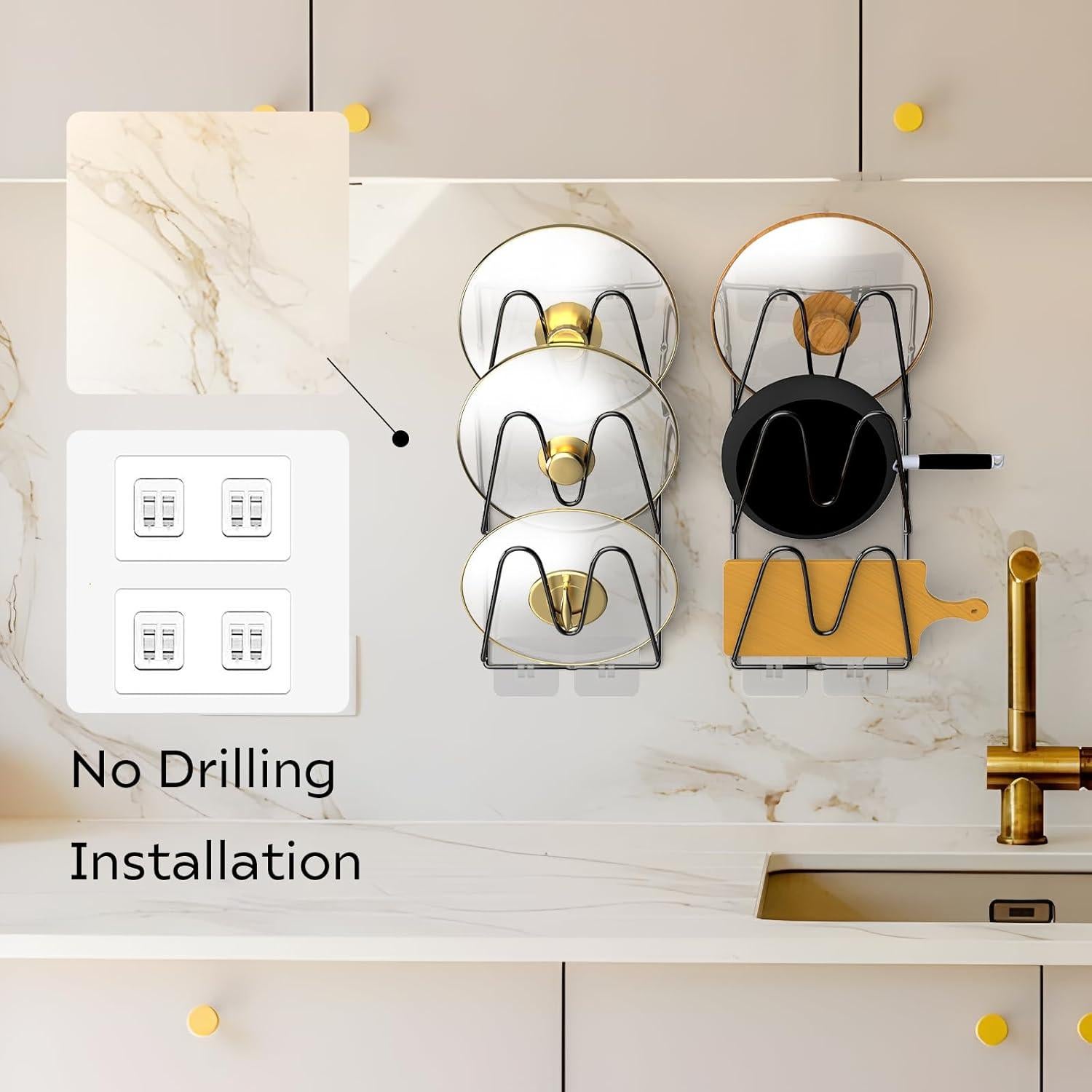 Organizador de Tapas de Olla Jusgem 2 Pack Negro 6 Niveles