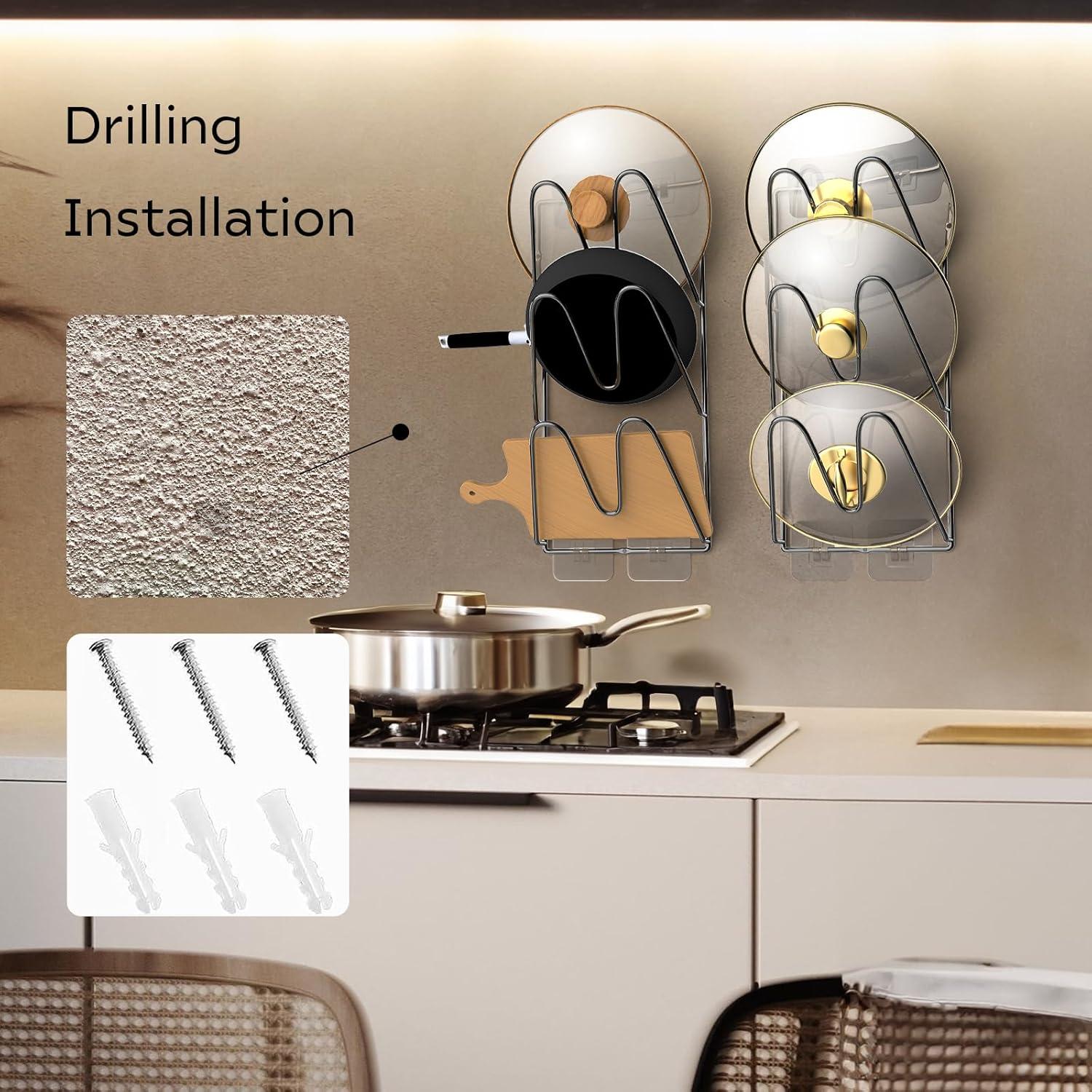 Organizador de Tapas de Olla Jusgem 2 Pack Negro 6 Niveles