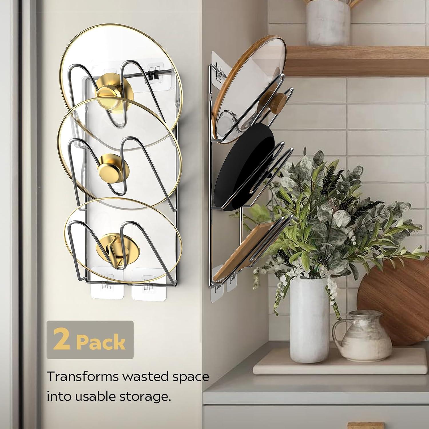 Organizador de Tapas de Olla Jusgem 2 Pack Negro 6 Niveles