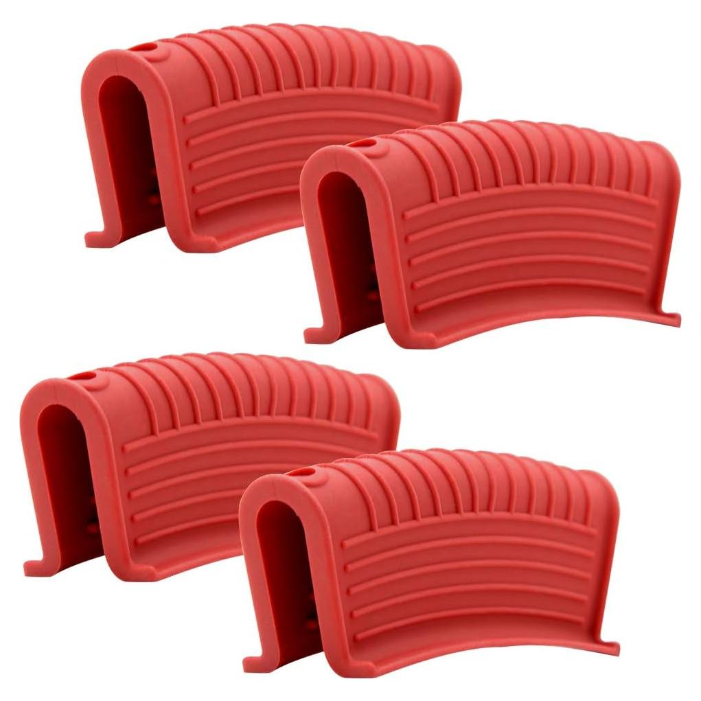 Funda de Mango de Sartén de Silicona OMGREI 4 Piezas Rojo