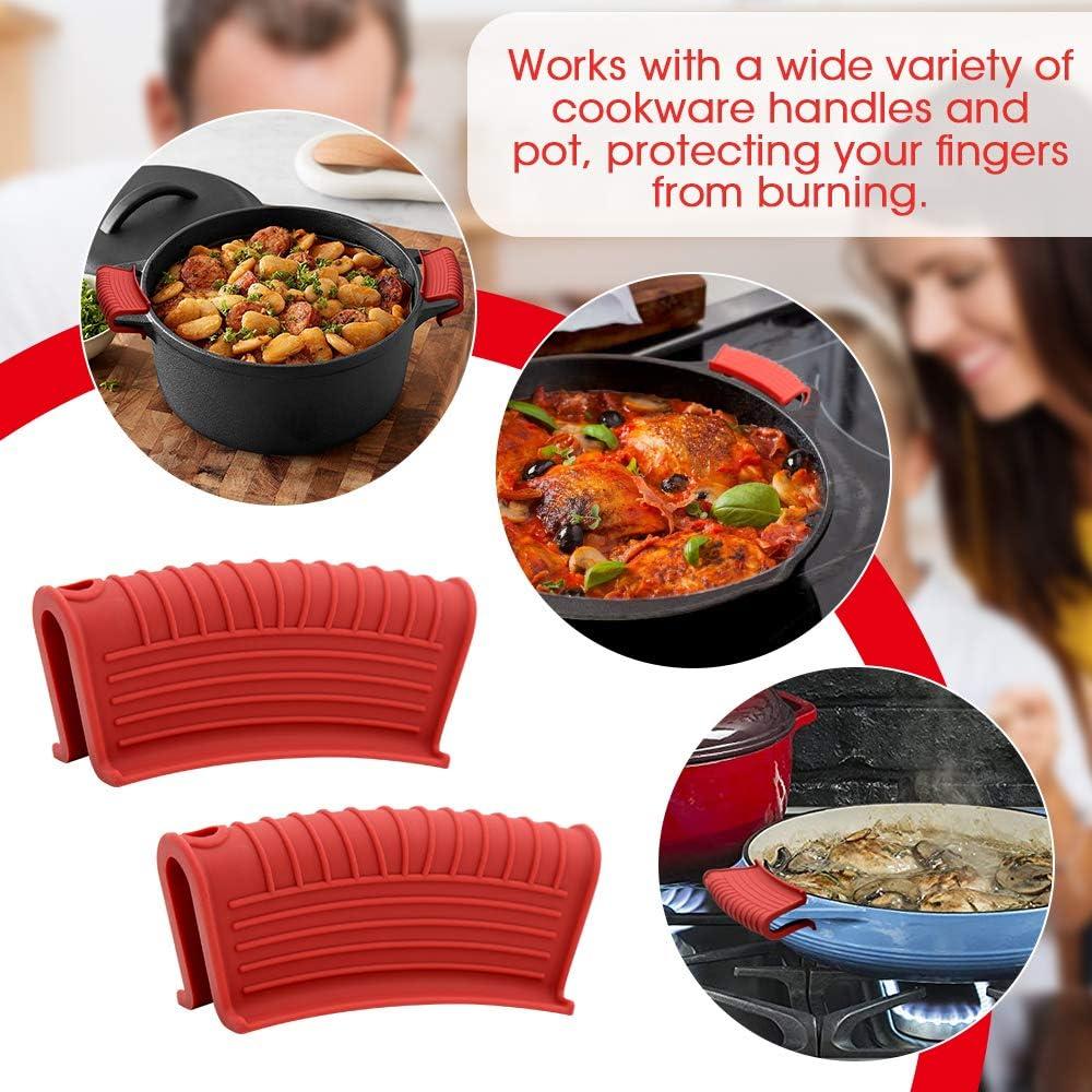 Funda de Mango de Sartén de Silicona OMGREI 4 Piezas Rojo
