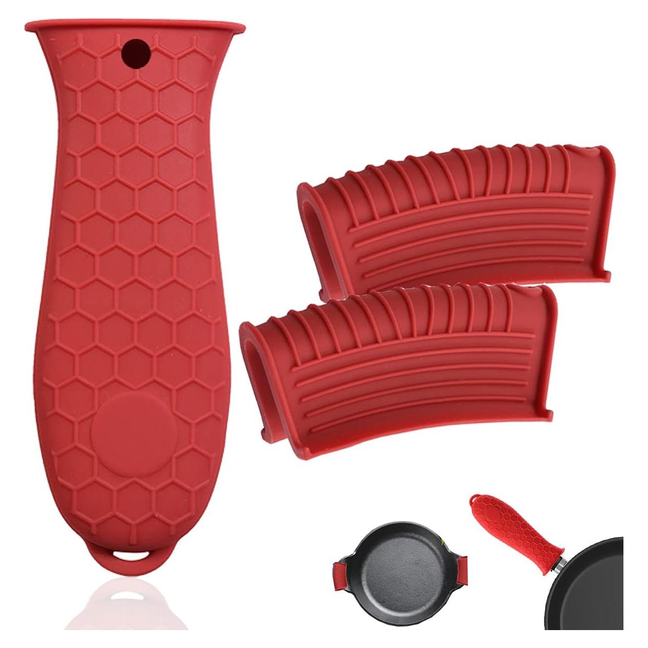 Funda de Mango de Silicona HZMM 3 Pack Antideslizante Rojo