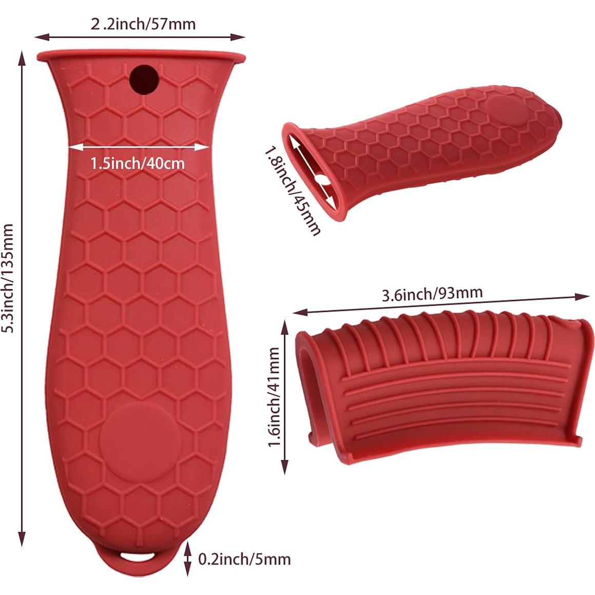 Funda de Mango de Silicona HZMM 3 Pack Antideslizante Rojo