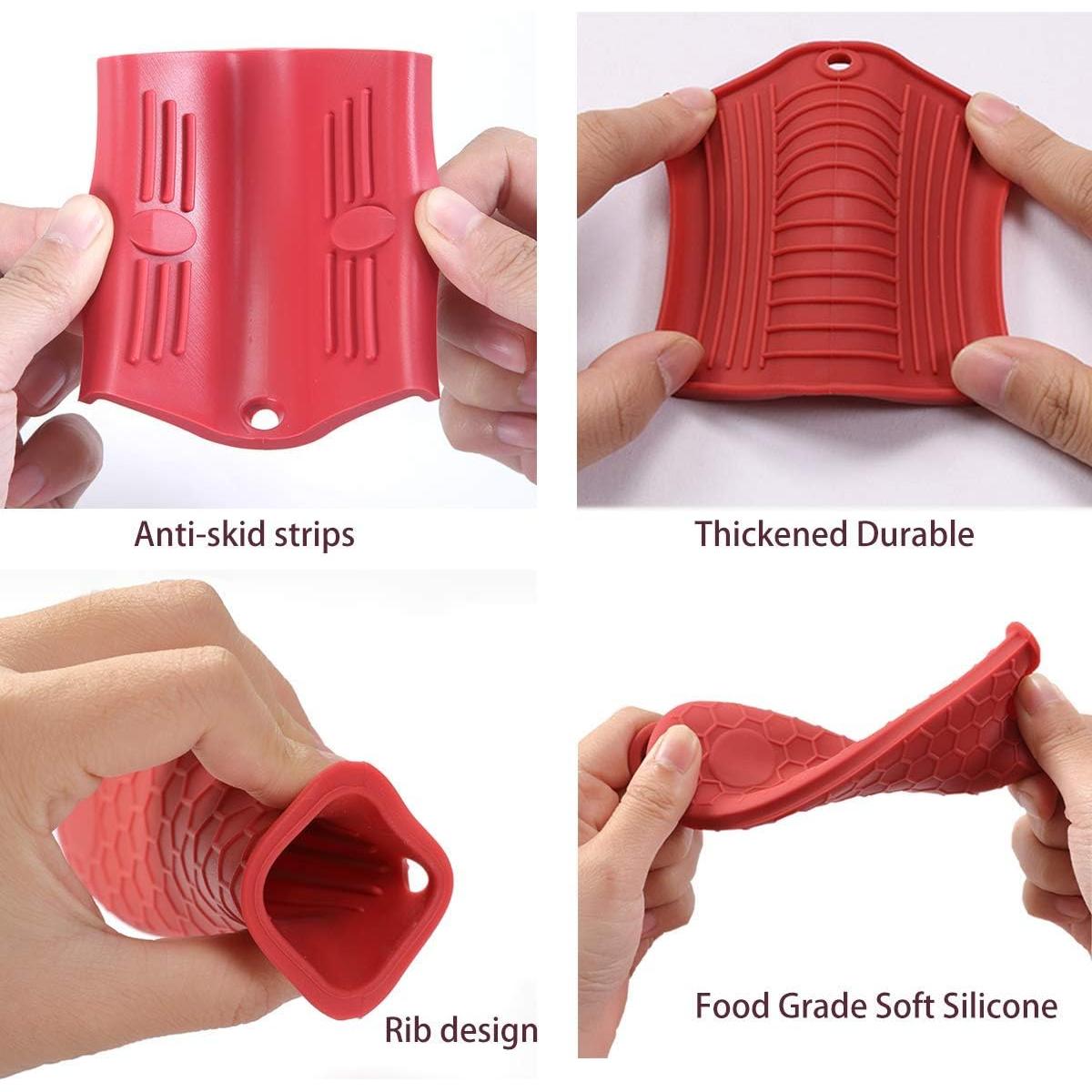 Funda de Mango de Silicona HZMM 3 Pack Antideslizante Rojo