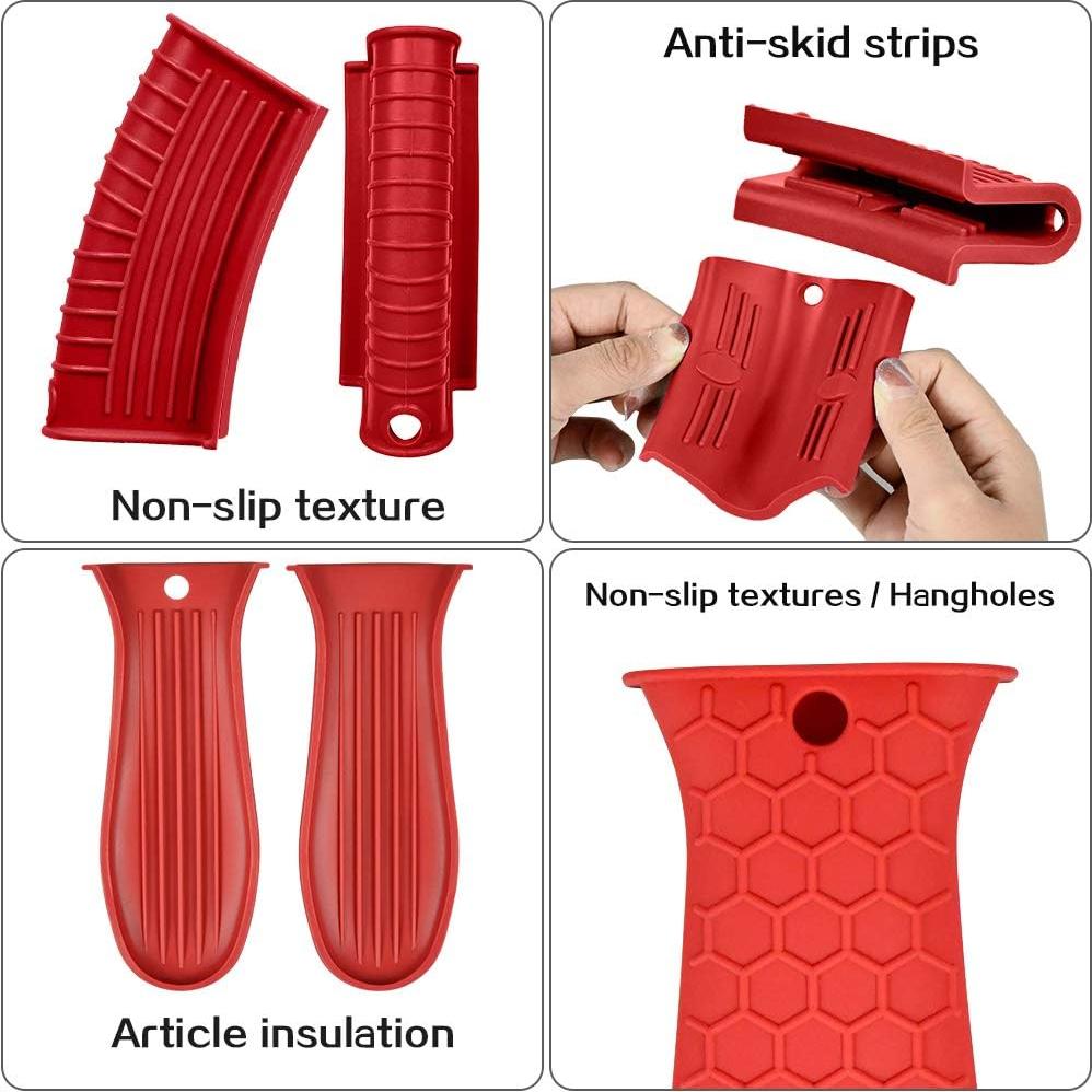 Mango de Silicona EVAHOM Rojo Antideslizante - Paquete de 3