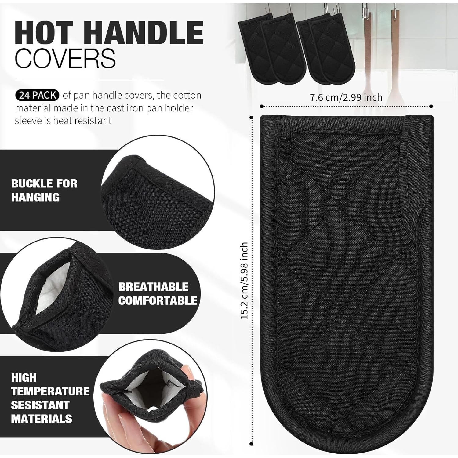 Cubiertas de Mango Caliente Dandat 24 Piezas Algodón Negro