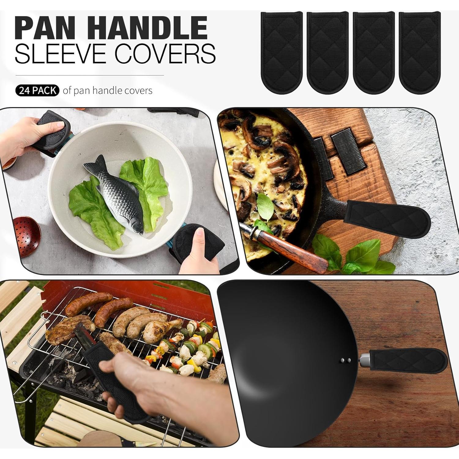 Cubiertas de Mango Caliente Dandat 24 Piezas Algodón Negro