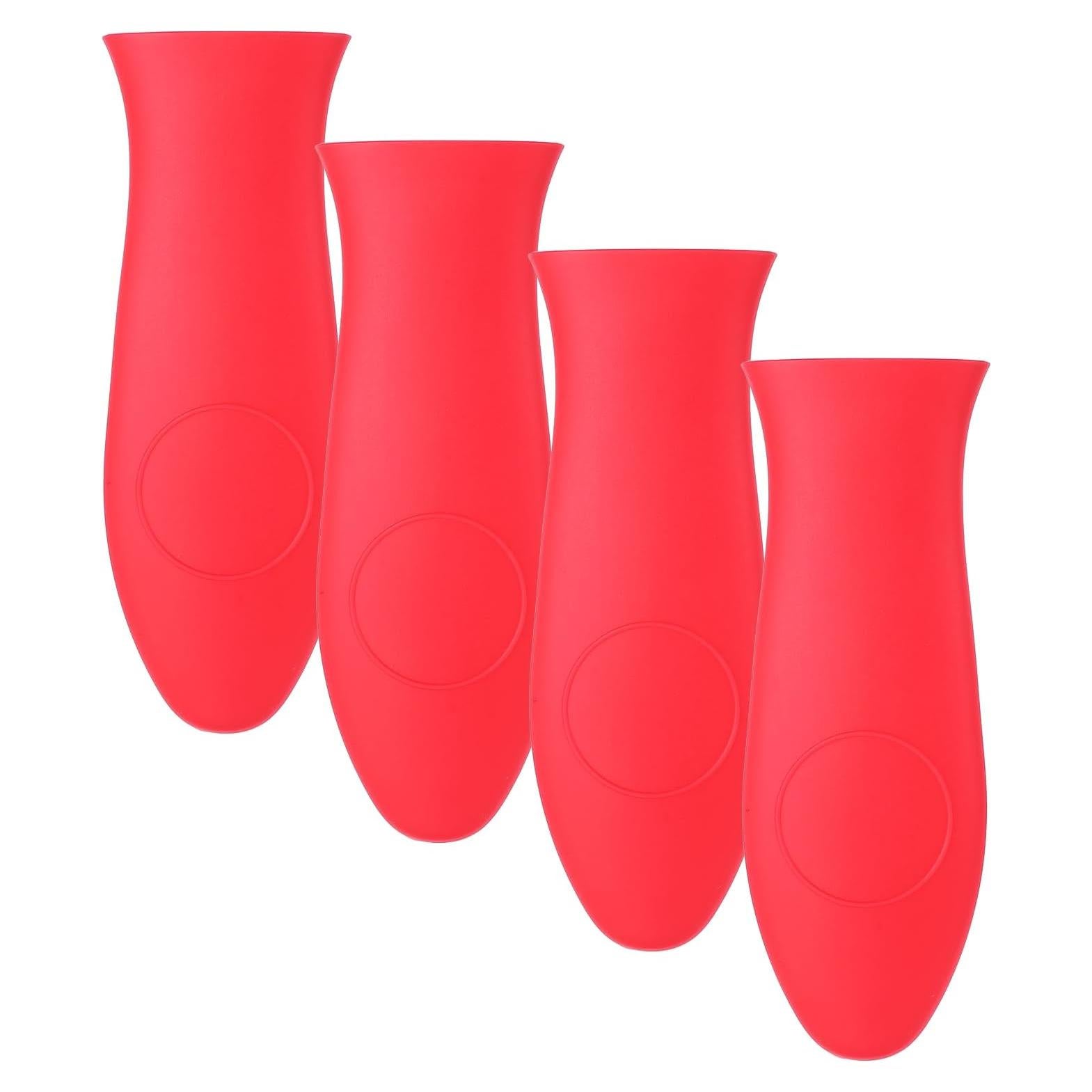 Funda de Mango de Silicona BOHUIZ 4 Pcs Rojo Antideslizante