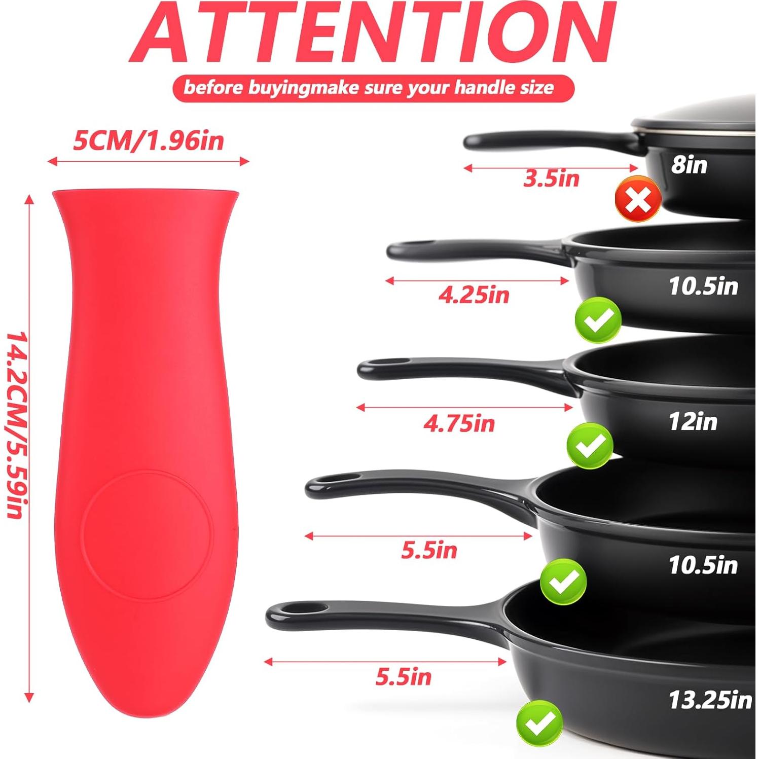 Funda de Mango de Silicona BOHUIZ 4 Pcs Rojo Antideslizante