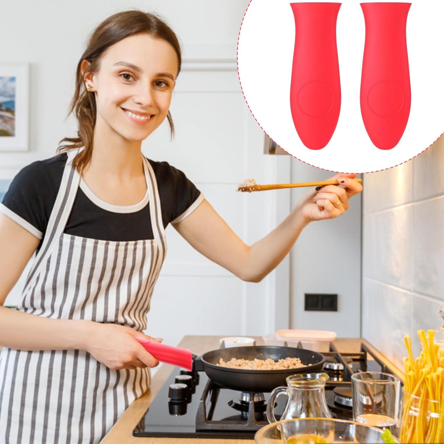 Funda de Mango de Silicona BOHUIZ 4 Pcs Rojo Antideslizante