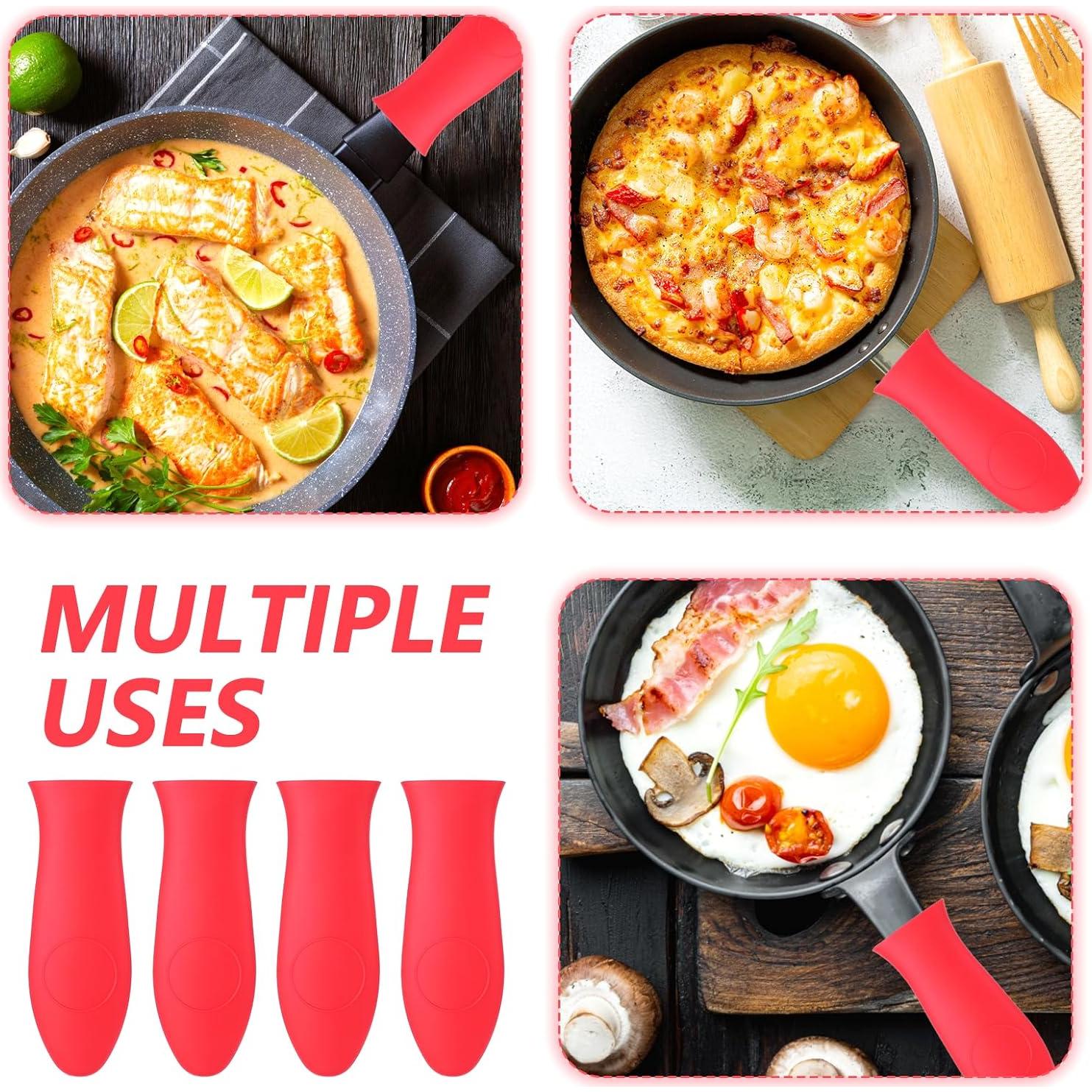 Funda de Mango de Silicona BOHUIZ 4 Pcs Rojo Antideslizante