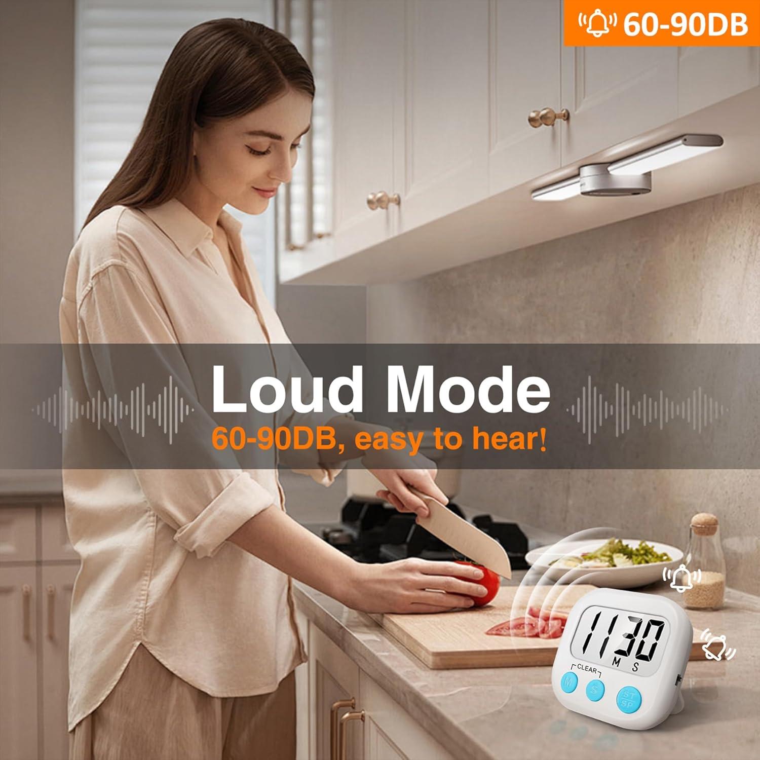 Paquete de 2 Temporizadores Digitales de Cocina AOUCE Blanco