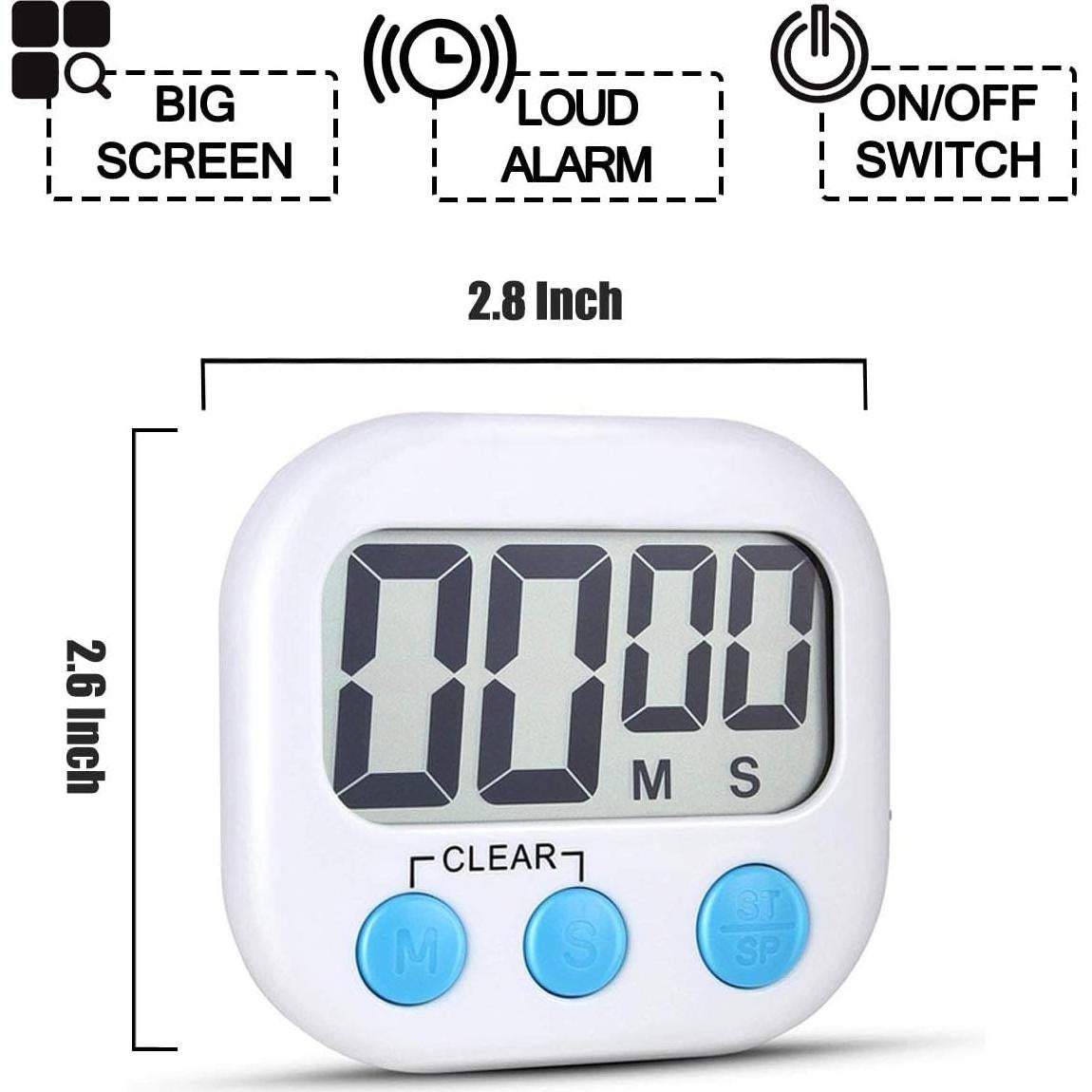 Paquete de 2 Temporizadores Digitales de Cocina AOUCE Blanco