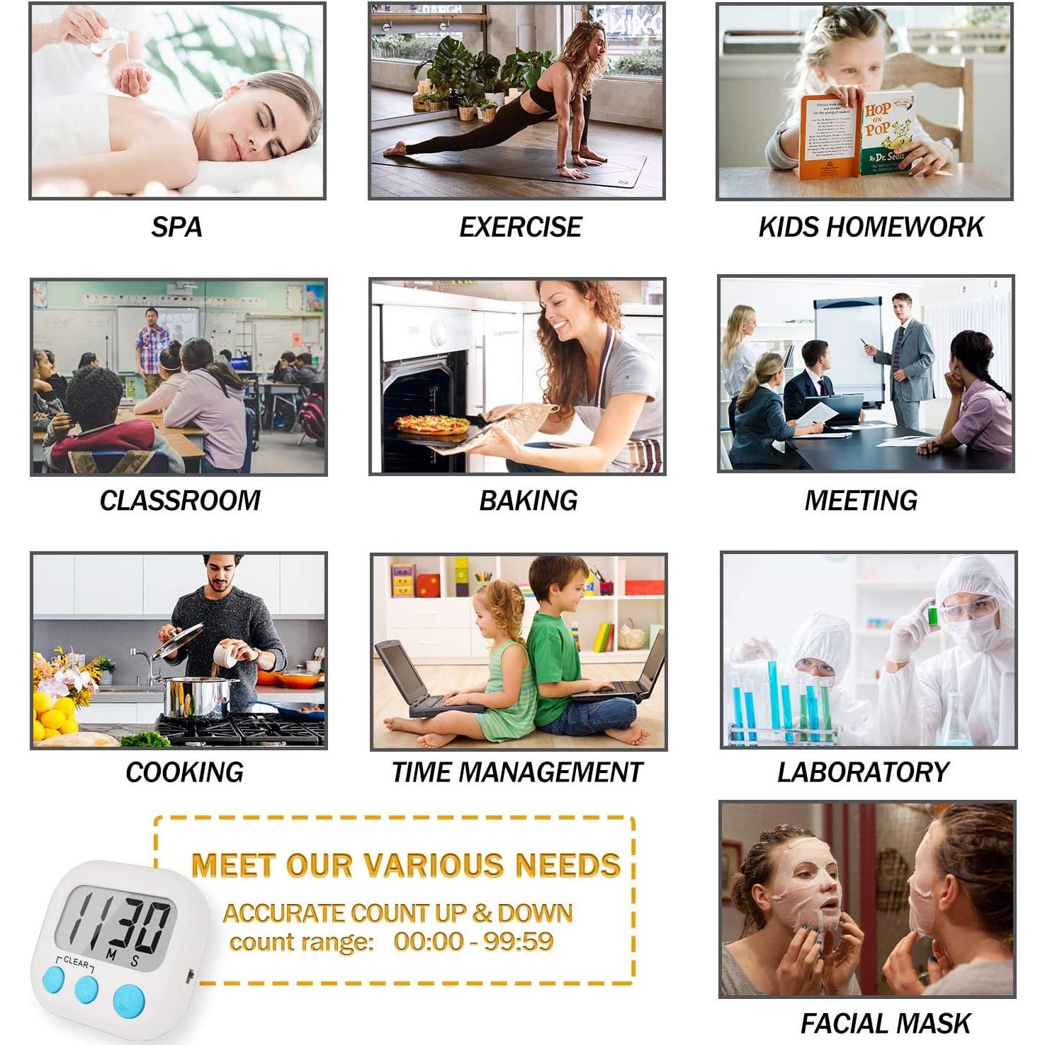 Paquete de 2 Temporizadores Digitales de Cocina AOUCE Blanco