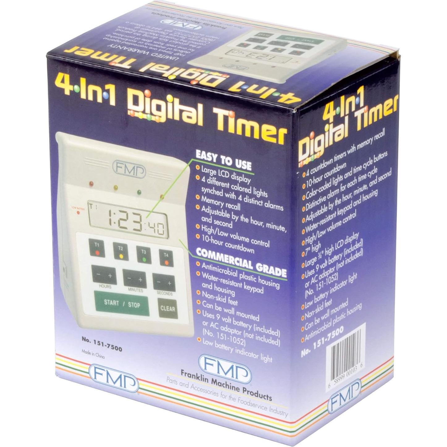 Temporizador Digital de Cocina 4 Canales FMP 151-7500 Resistente al Agua