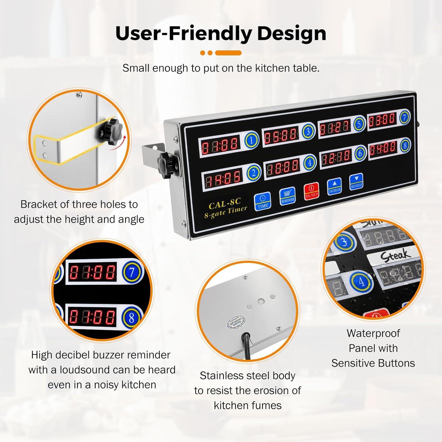 Temporizador Digital de Cocina BEAMNOVA 8 Canales Acero Inoxidable