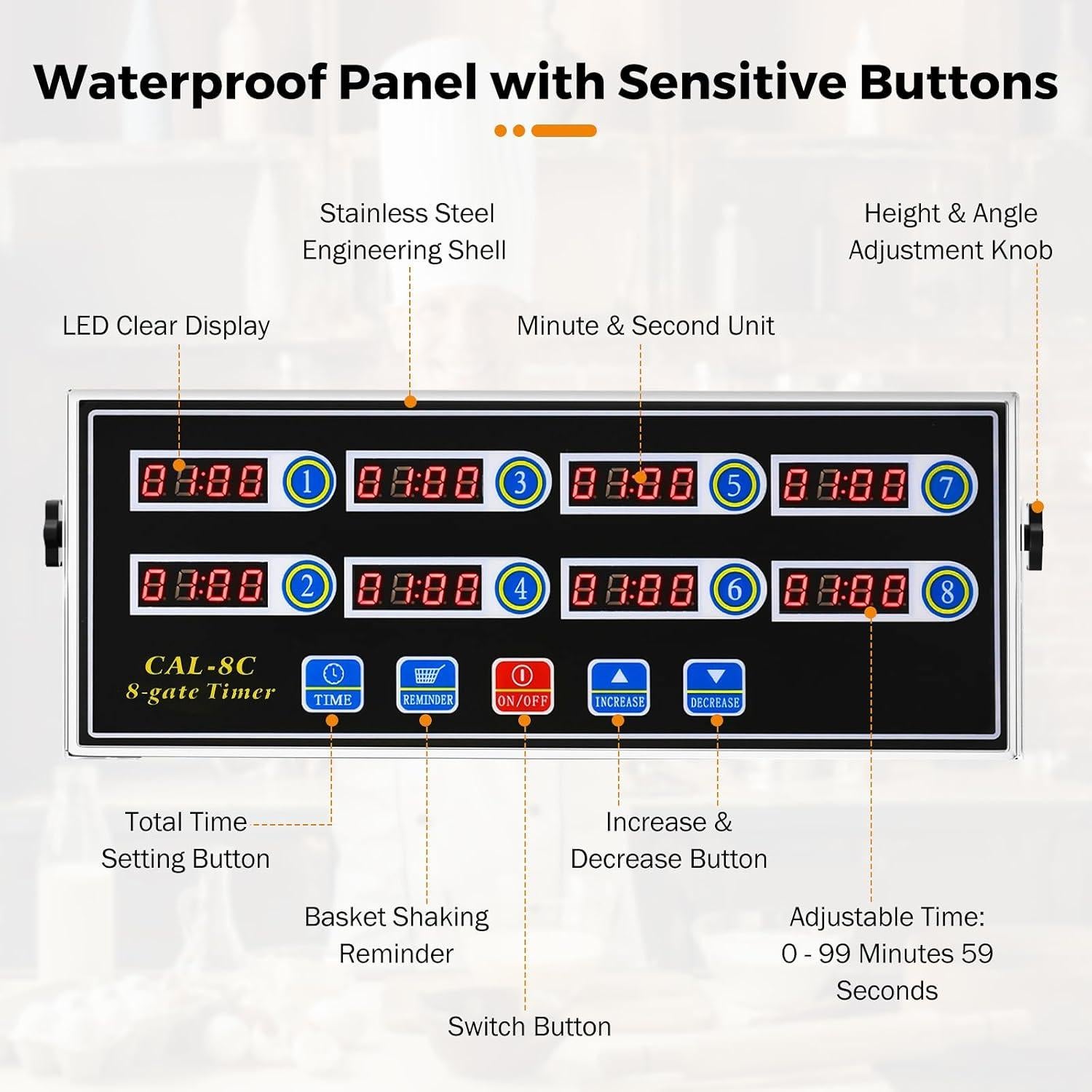Temporizador Digital de Cocina BEAMNOVA 8 Canales Acero Inoxidable