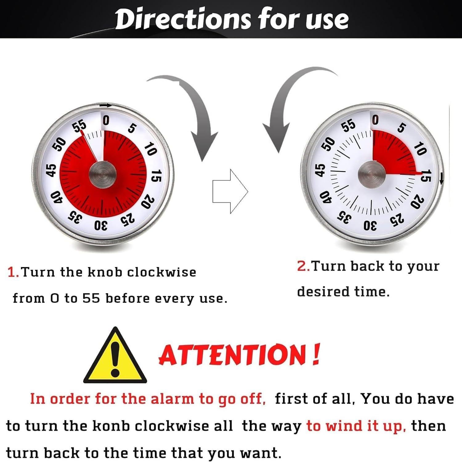 Temporizador de Cocina Mecánico Albayrak Acero Inoxidable 136g