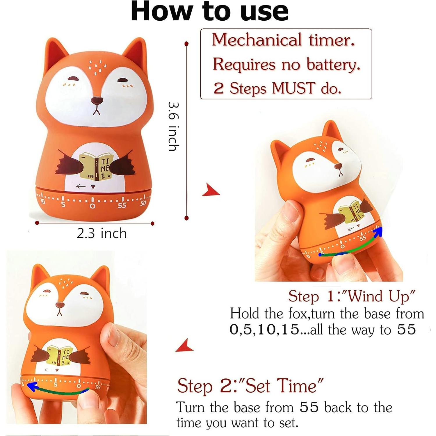 Temporizador de Cocina Mecánico NUOSWEK Zorro Naranja 60 Min