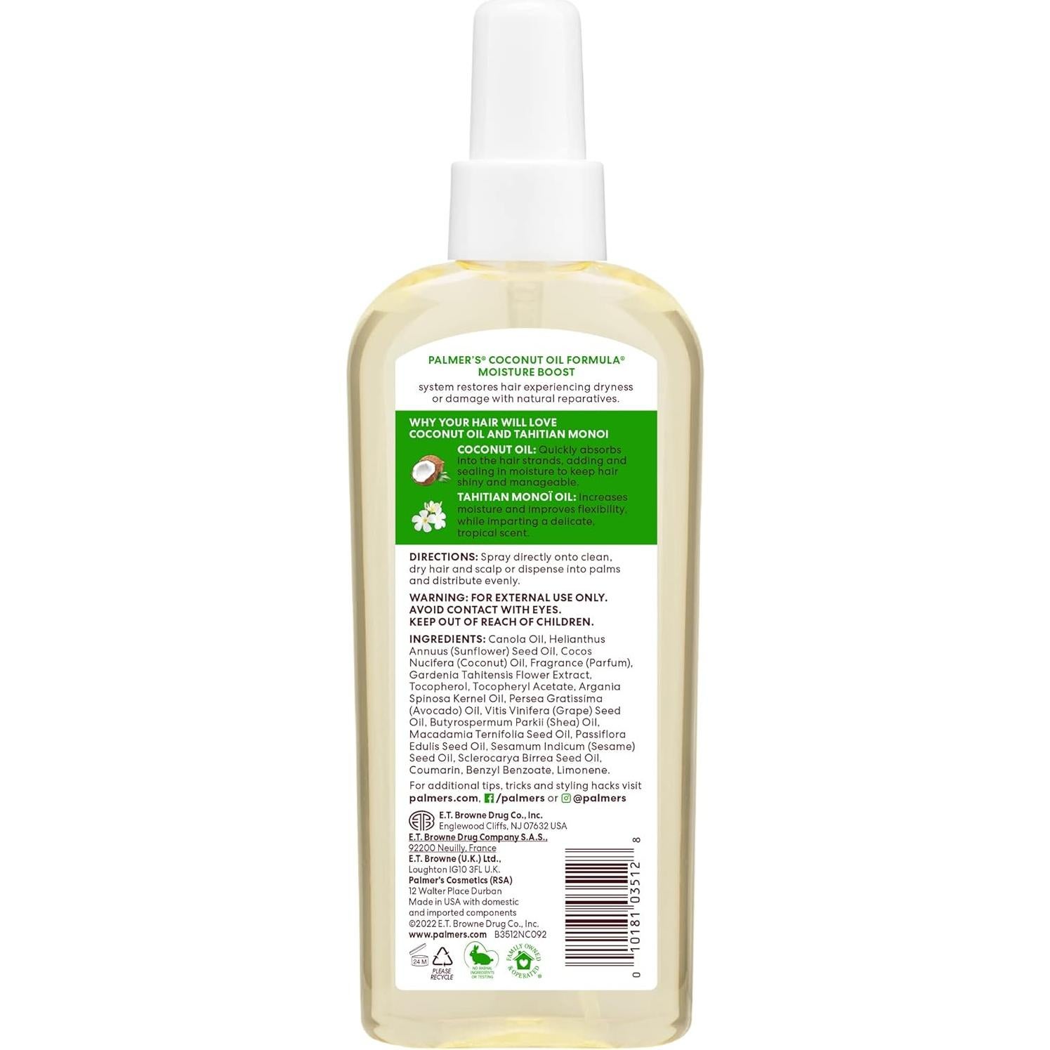 Aceite en Spray Hidratante Palmer's Coco 145 ml para Cabello