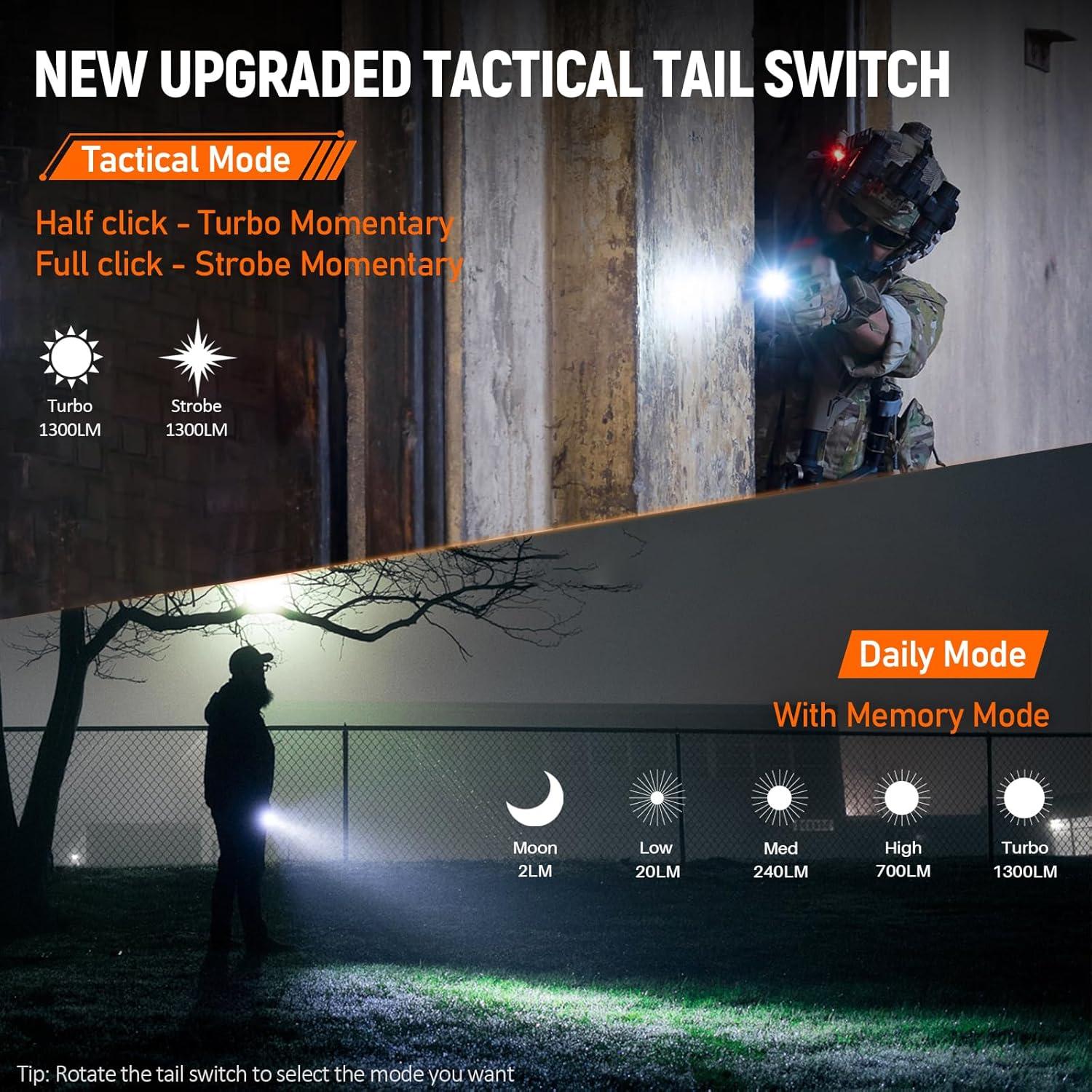 Linterna Táctica LED Wurkkos TD07 1300 Lúmenes Verde Oliva